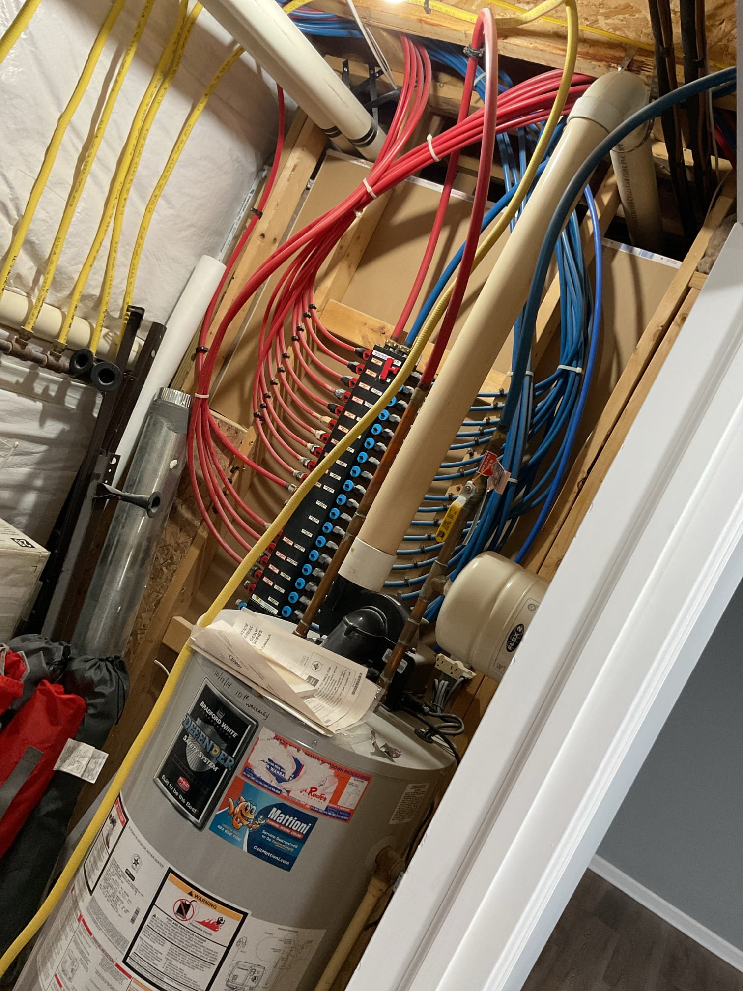 Luis and Conner 11-21-25 performed heat tune up on two Trane heaters. First and second floor. Check all electrical components low and high ok. Replace filters. Inspect all combustion components, ignition and air delivery ok. Combustion removal system ok. Performed combustion test on both heaters ok. Check static and temperature rise across heat exchanger ok. Cycle both units ok. Both heater are working normal at the time of service. During today’s visit, I did notice water heater It’s 11 years Old expansion tank has failed. I provided estimate to replace tank and I also quoted for repairs with water sensor. I also talked to customer about water protection on hvac units and provided estimate to add water sensors. 