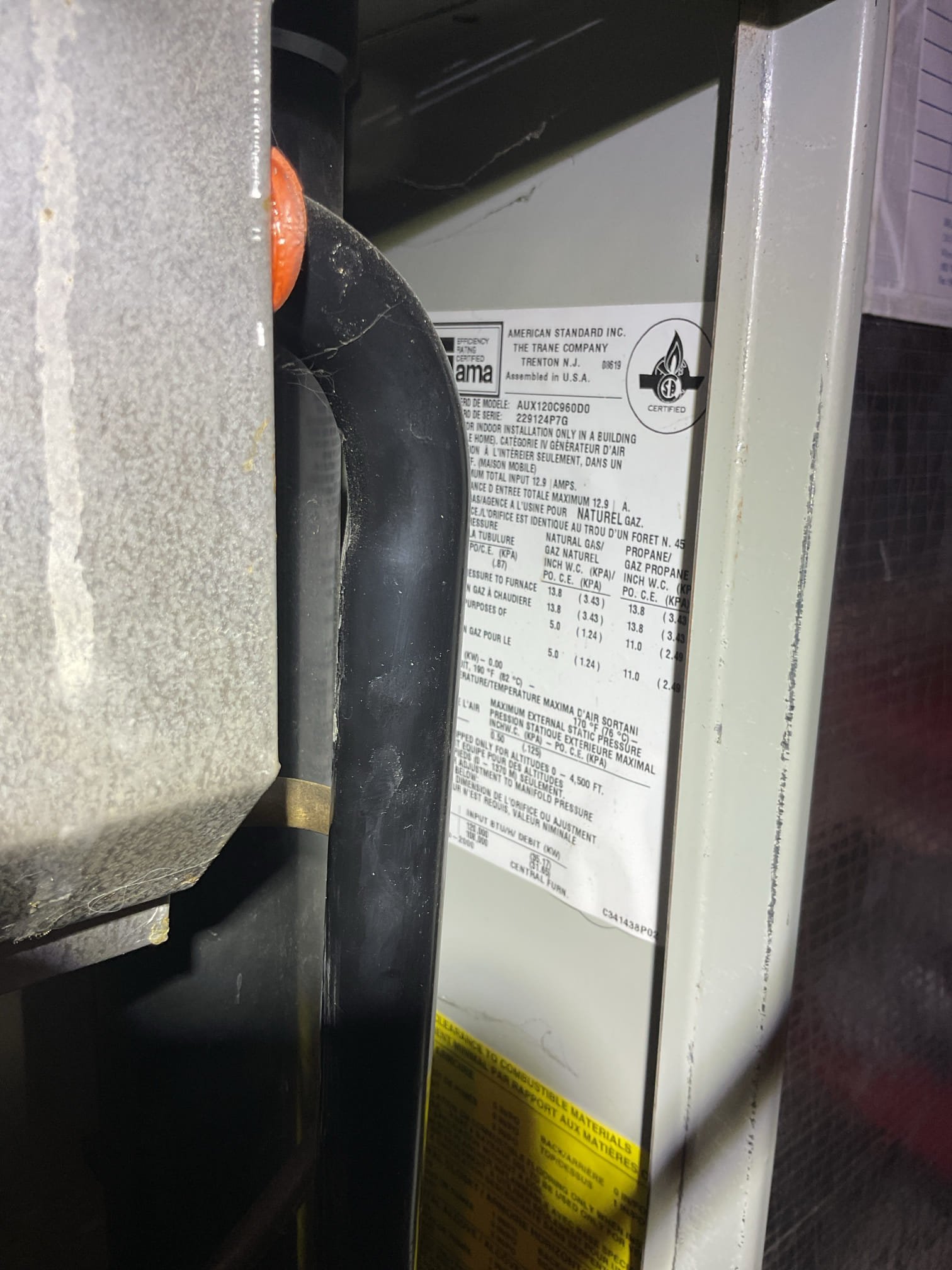 Furnace drain issues. Was causing water getting into pressure switch tubing and thereby preventing switch fro, closing (1.2” vacuum) required vacuum 1.4” 
Took apart and cleared the rubber “boot” that is connected to the inducer drain port. Took apart furnace drain trap and cleaned in sink. Made sure all drains were clear.
Replaced 3/8” tubing from the inducer “boot” fitting to the trap.

Furnace is 23+ years old. 
(6) Burners in bad shape. Lots of rust in burner compartment. Provided email estimate to replace burners.

Cleaned flame sensor and went over basic operations

Combustion test: Pass

Talked about system upgrade and went over rough estimates using Instant Quote on dibiasehvac.com

He decided on plan membership today. Paid for invoice with credit card.