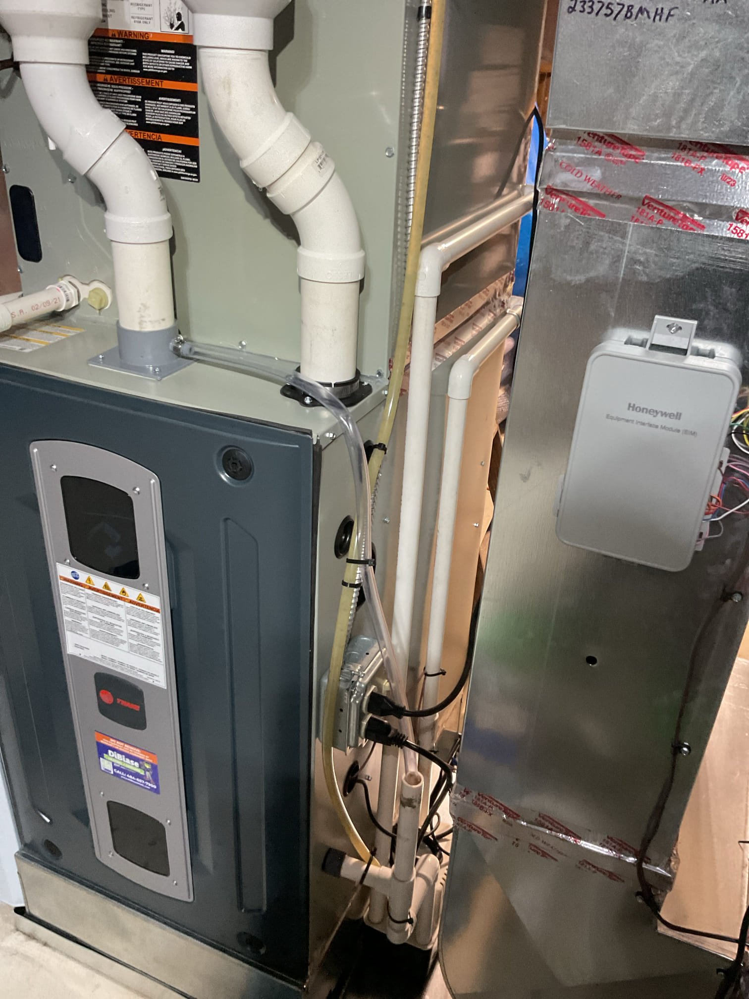 Powered humidifier leaking at system we installed last Friday.
Drain was piped in series with the AC drain which in some cases especially in high static pressure or high airflow scenarios may prevent the humidifier from properly draining.
I ran humidifier drain separately to an open spot of the condensate pump.

Then checked over system.
Found heating fan speed to be one speed too high set for 1830 CFM. Set fan speed to 1620 option based on capacity of furnace (100,000 BTU)and the airflow performance chart. This could have been part of why humidifier was not draining properly as well.

After adjustments I ran system with demand for humidity for approximately 10 min. No leaks. 

System operating well at this time. 