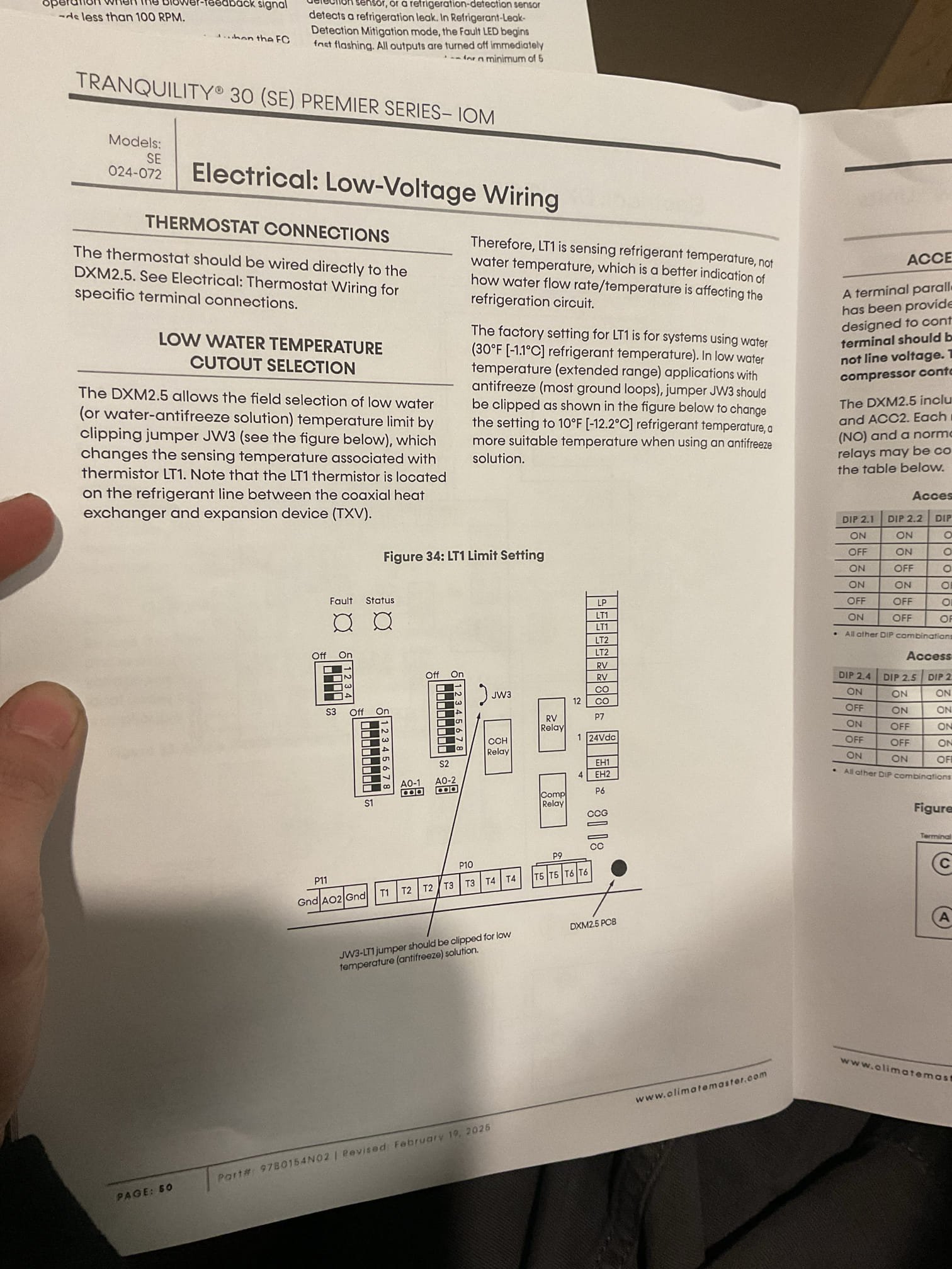 Fully assessed no heating situation. Found system locked out when we arrived. Found geothermal was locked out on a code 4. Looked over control board and found the jw3 jumper was never cut for a closed loop system with antifreeze. This can cause a code 4. Cut jumper and tested operation. Loop pressure was 38 psi. Loop temperature split was 7 degrees, very good. Checked air temp rise it was 24 degrees. Geothermal is working properly at this time. 