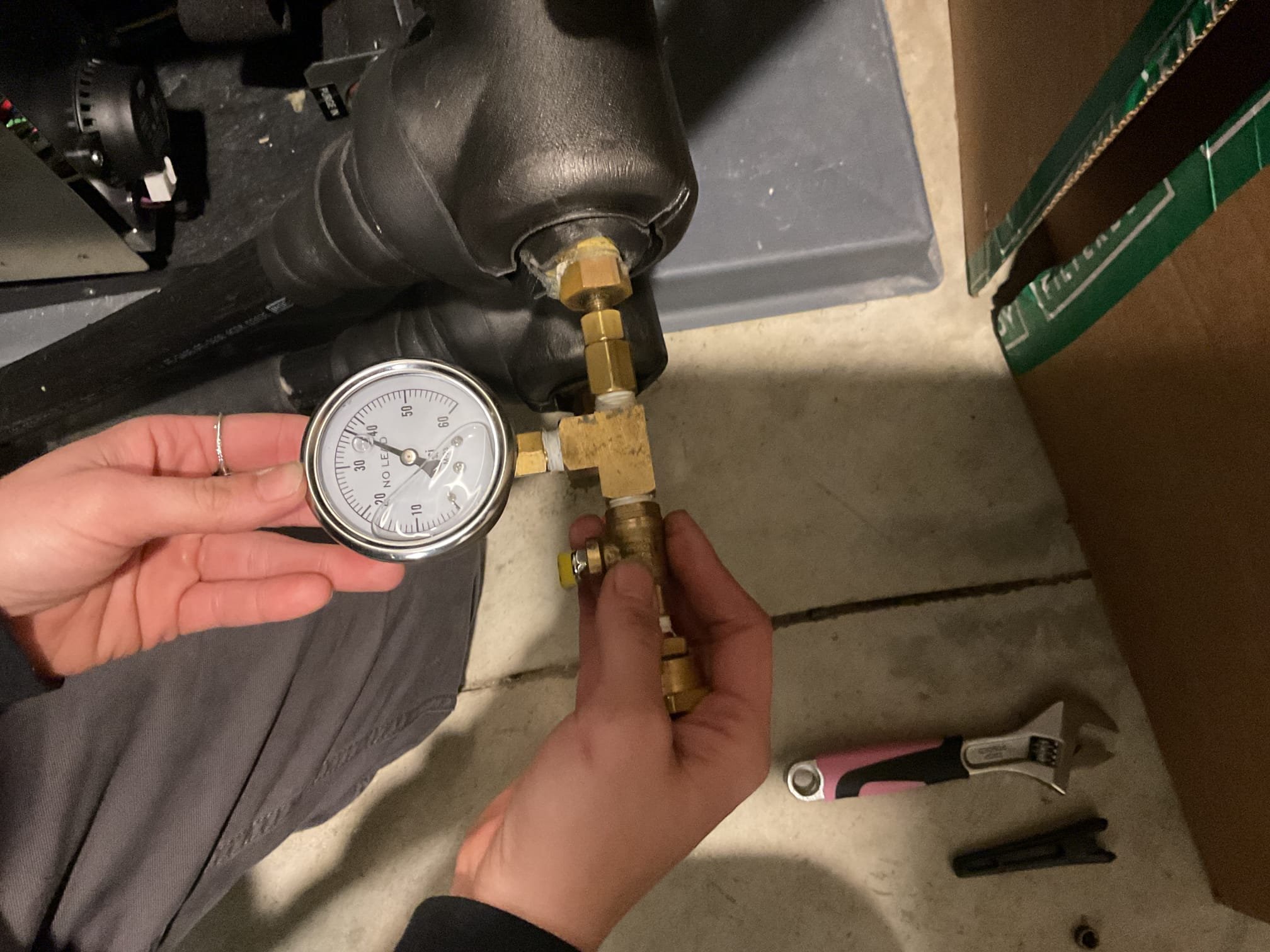 Fully assessed no heating situation. Found system locked out when we arrived. Found geothermal was locked out on a code 4. Looked over control board and found the jw3 jumper was never cut for a closed loop system with antifreeze. This can cause a code 4. Cut jumper and tested operation. Loop pressure was 38 psi. Loop temperature split was 7 degrees, very good. Checked air temp rise it was 24 degrees. Geothermal is working properly at this time. 