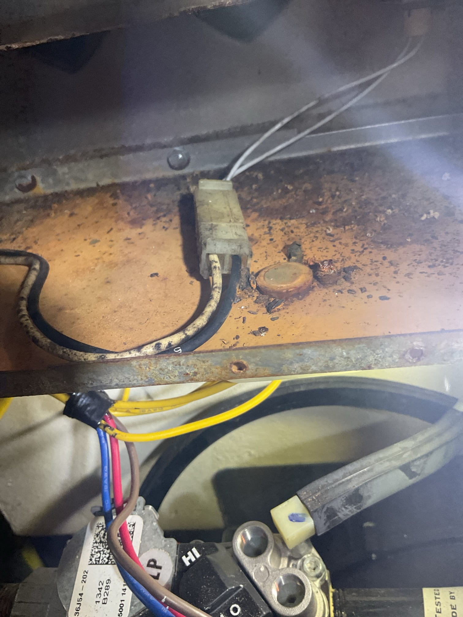 Luis 11-26-25 perform two propane, gas heater inspections for the first and second floor both heaters are located in the basement. Customer just replaced both air filters  413 and 16x25x1 and he also will be taking care of humidifier for the first floor. Check electrical connections and components check all major components from ignition, air delivery and combustion removal. Performed combustion test on both heaters check supply return air temperature and also check the static pressure across system. Found first floor heater in bad shape. Majority of the ignition components are about to fail. I inspect heat exchanger and I noticed starting to crack on one of the cells. I provided estimate for first floor preventative. First floor Gas valve is missing brass caps. Pricing is included on preventative repairs estimate. Cycle both heater, I will recommend getting an estimate to replace first floor system. Office to follow up with customer. 