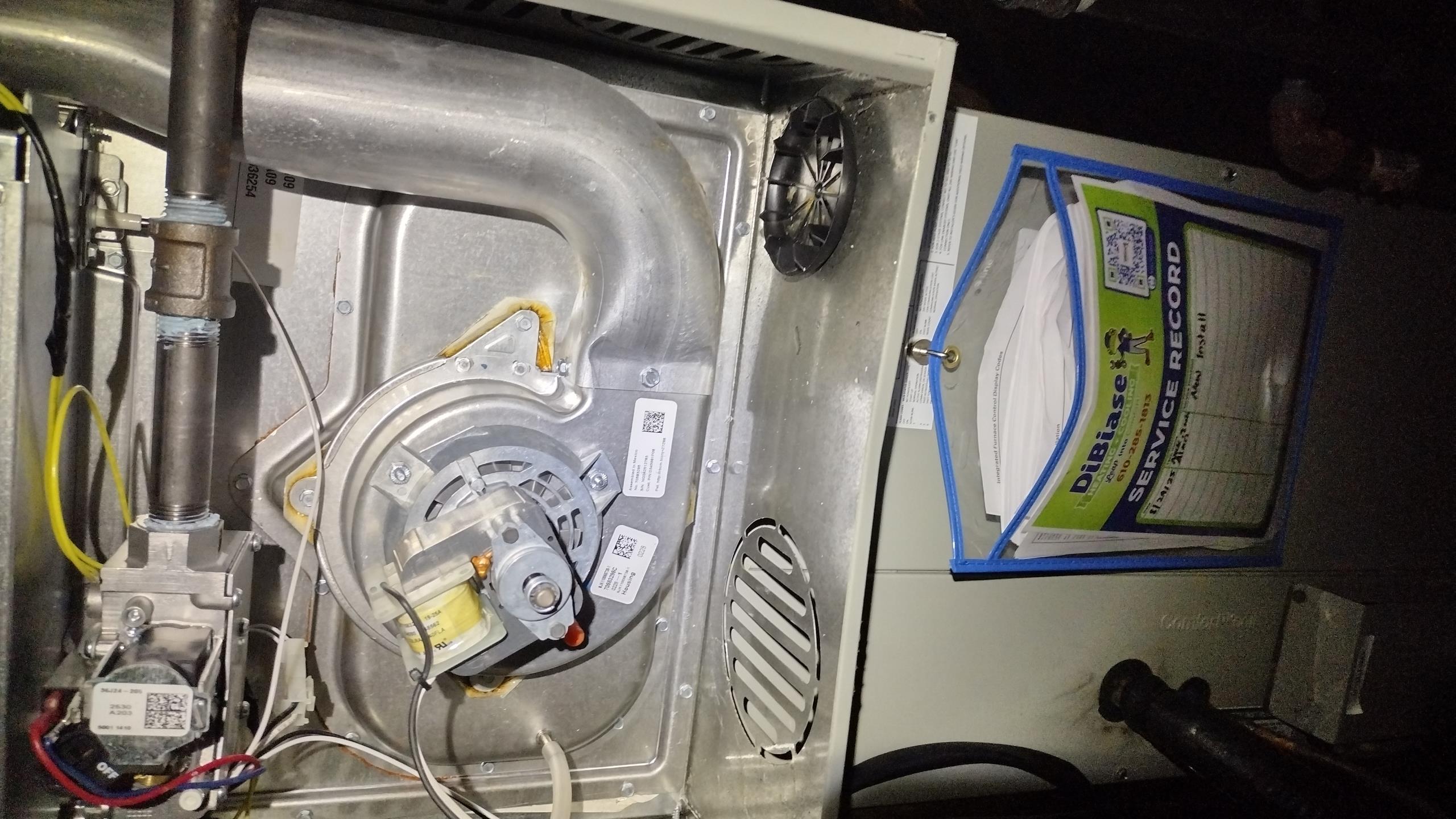Luis 11-29-25 customer called in for blank thermostat, found power to thermostat base upon arrival, I make sure all low voltage wiring connections were good ok. Ez trap and water sensor ok. Heater board displays idle mode. I pull the wires off the base and trim them no change. I found that thermostat base was at fault. Replacement of thermostat base unit came on ok test heater operation ok. No charge warranty, attach management to the call 