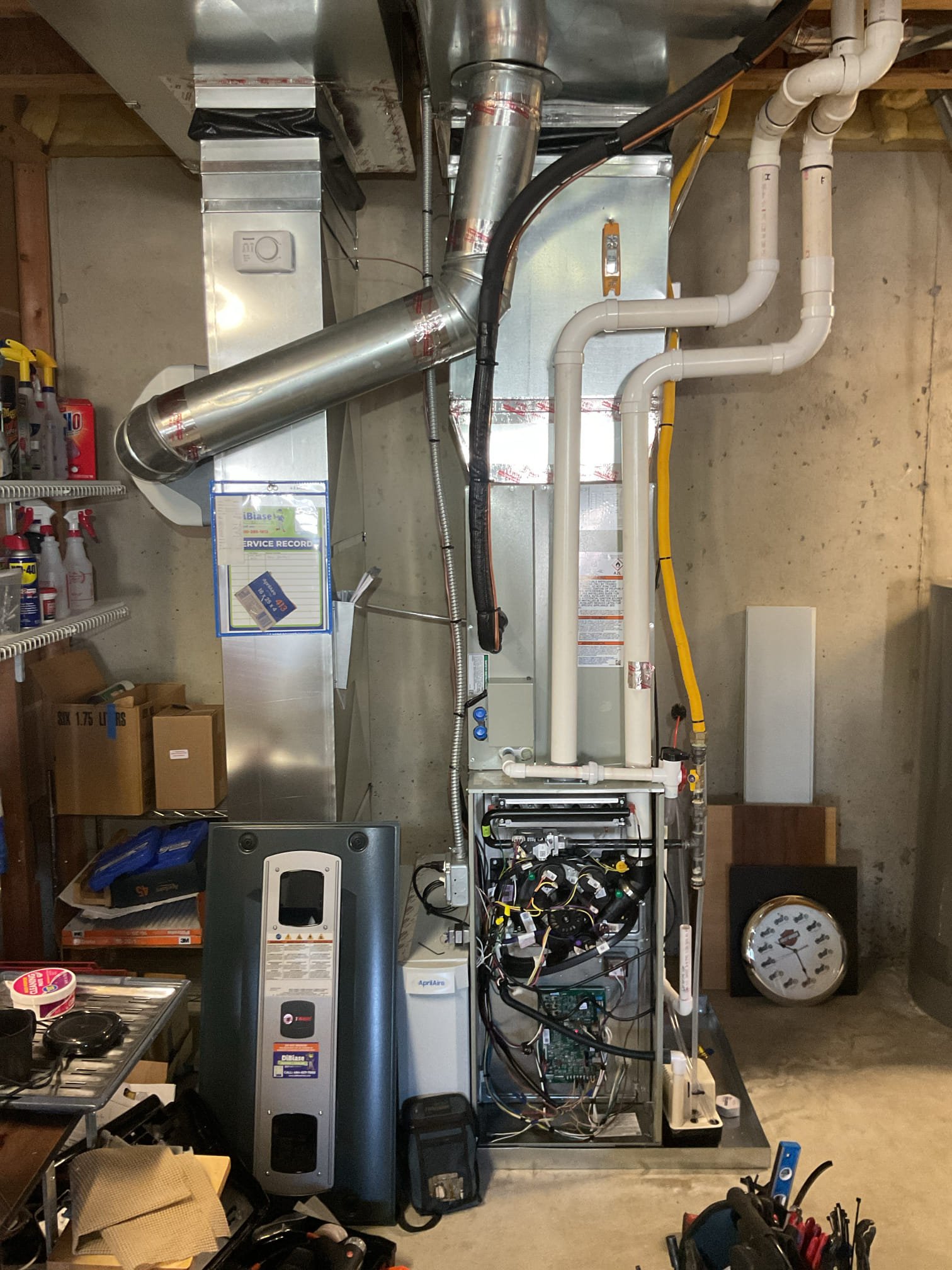 Completed QA for AC+Gas furnace install.
80,000BTU furnace/3 Ton AC.

Aprilaire 413 filter ok.
Inspected all aspects of install: mechanical, ductwork connections, wiring, drain and vent piping.
Went through furnace control settings. Heating airflow 1330 Good; Cooling airflow 3 Tons 400 CFM/Ton: Good
Tested furnace operations. Verified manifold gas pressures. Combustion and draft tests: Pass

Went through setting up schedule on thermostat with homeowners. 

The UV system ActiveTek Induct2000 bulb is completely expired. Provided estimate to replace cell. System is from 2011. If the unit itself is failed it will not be covered by any warranty, the cell needs to be replaced every 2 years. 
Recommend replacing air treatment system altogether with APCOX whole home air treatment. Lifetime warranty on unit. 3 year bulb replacements. Provided estimates. 

Install passes quality assurance inspection. 

They are financing through Well Fargo and they received a credit card in the mail. They are no