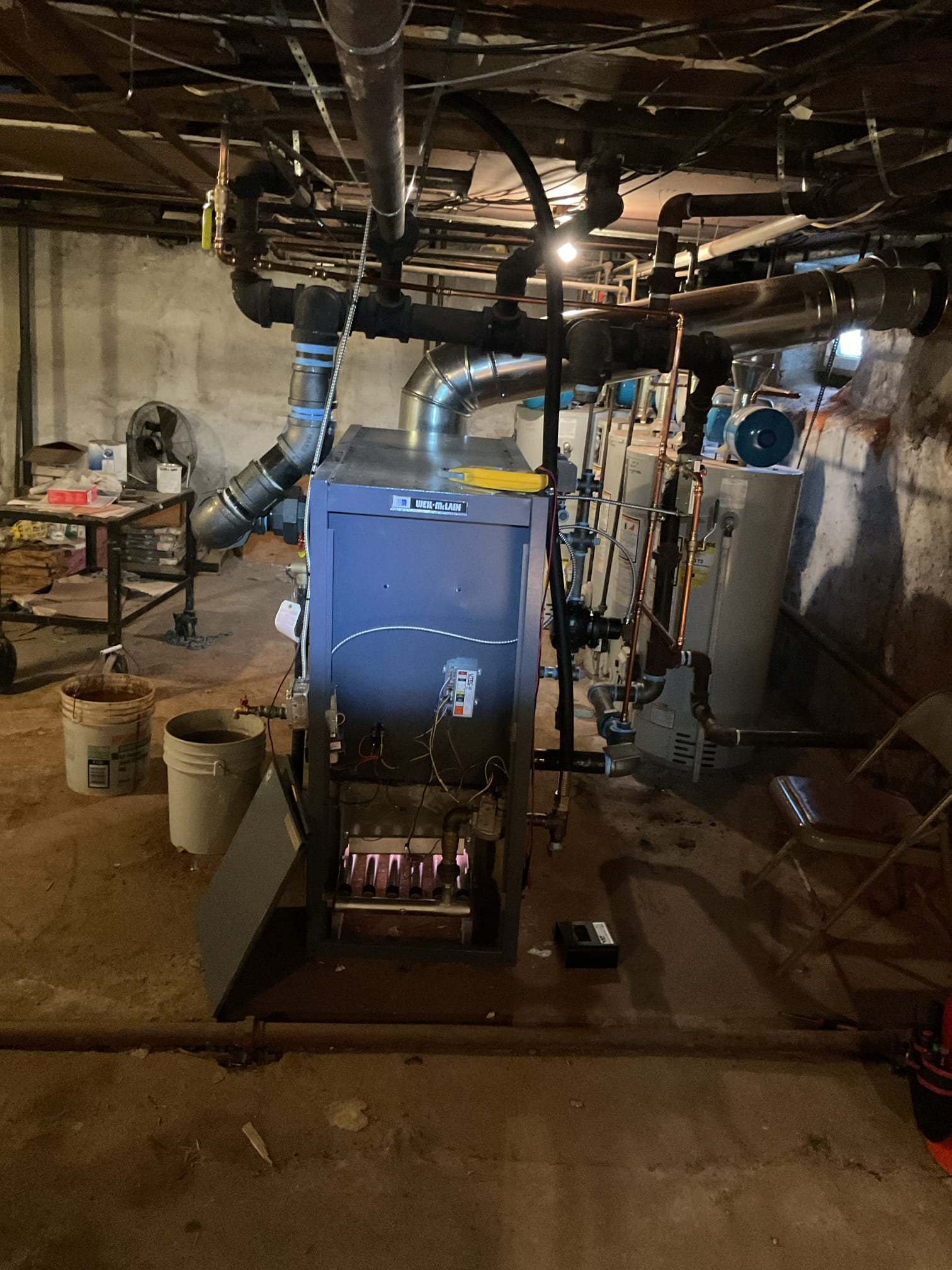 Luis 12-1-25 Bill called into the office for issues with the boiler. Upon arrival. I talked to Bill and he explained couple issues with the boiler three steam vents three-quarter male are leaking by the basement piping. Couple of the vents on radiators also leaking. Inspect boiler operation found boiler water level to be high there normal. Went trough series of troubleshooting, I insect water feeder and low water cutoff. I called supervisor and before any adjustments were made. I did some adjustments on water feeder, switched to low water cutoff option (previously 3 gallons) and 2 minutes delay (30 seconds before) I tested water feeder/low water cutoff ok. Customer wants to change three of the three-quarter vents in the basement..