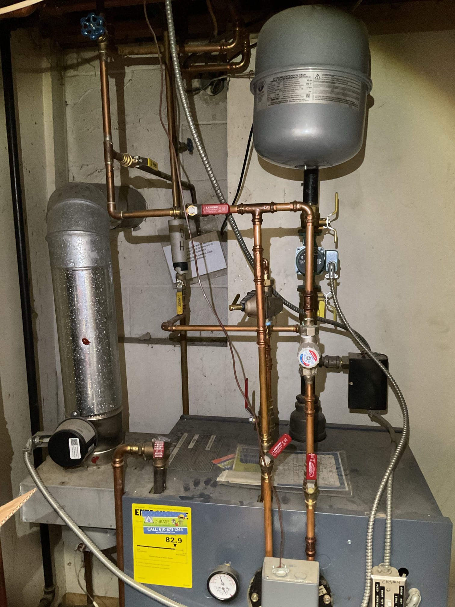 I arrived to the customers home to access where the water was leaking from. Found the relief valve was blowing off or leaking due to the boiler being over pressure. Found the expansion tank has failed causing the issue. I recommended in replacing the expansion tank, the auto feed and the pressure relief valve. I collected for 50% of the repair and collected for the 129.00 contract . We are returning on Wednesday to do the repairs on the boiler and also complete there heat check up. 