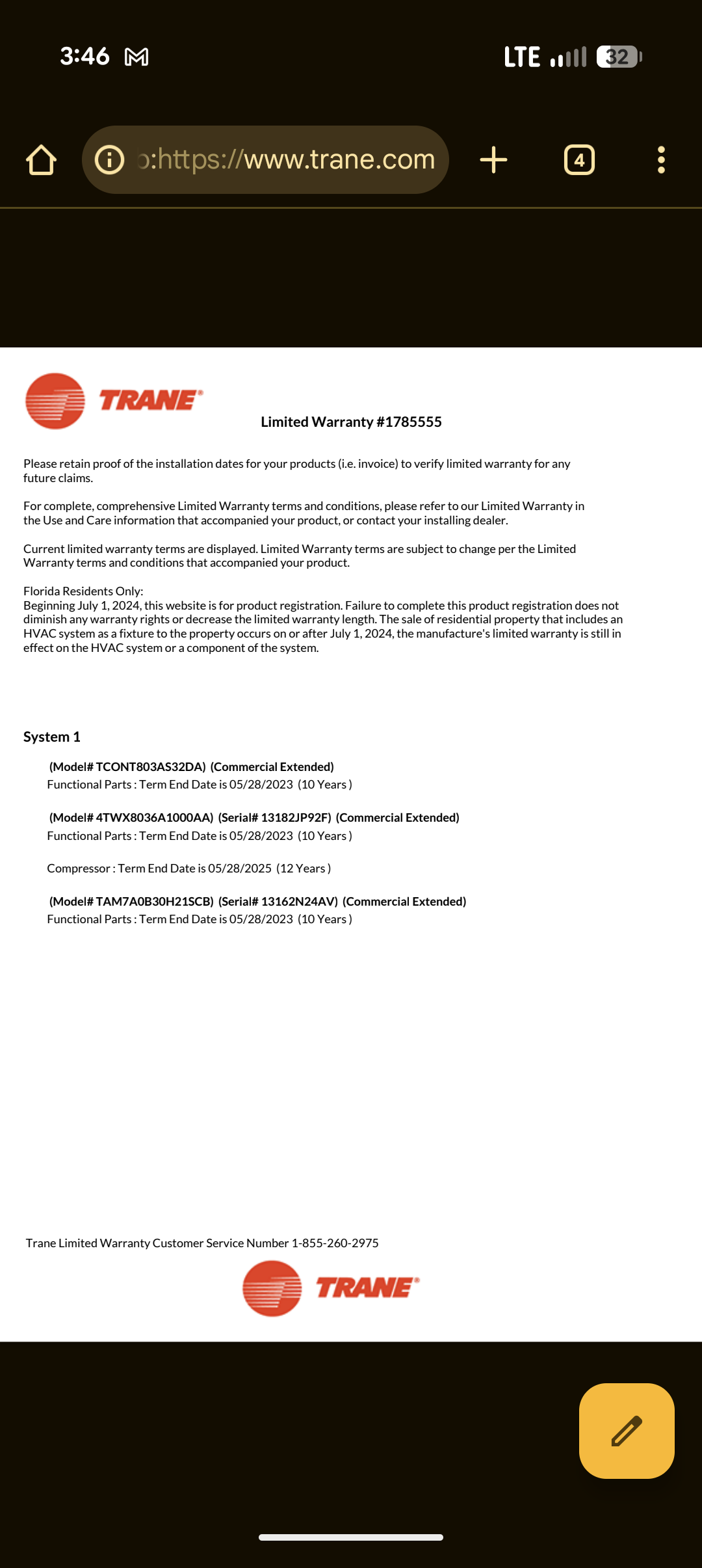 Completed PECO heat pump tune up for Trane heat pump system with 15KW electric heat kit.
System was installed 5/28/13. All parts are out of warranty, 

Enabled programming on thermostat. 

Replaced 20x20x1 filter 
Indoor and outdoor coils in good condition 
Inspected wiring, controls, electric motors and components; left estimates for surge protectors. There is no control of electric heat other than heat pump droop. A WiFi thermostat with outdoor temperature input in preferred. You can limit the use of electric heat by locking it out above a set temperature (35°-40°) Provided email estimate for Ecobee WiFi thermostat. 
Measured temperature rise and static pressure 
Inspected drains; there is no overfill protection. Provided estimate for EZ trap with overfill protection switch. There is a float style water safety, a surface style switch that will detect a water leak much more reliably and quickly is preferred. Provided email estimate fo wet switch/flood safety. 
Checked integrity of com