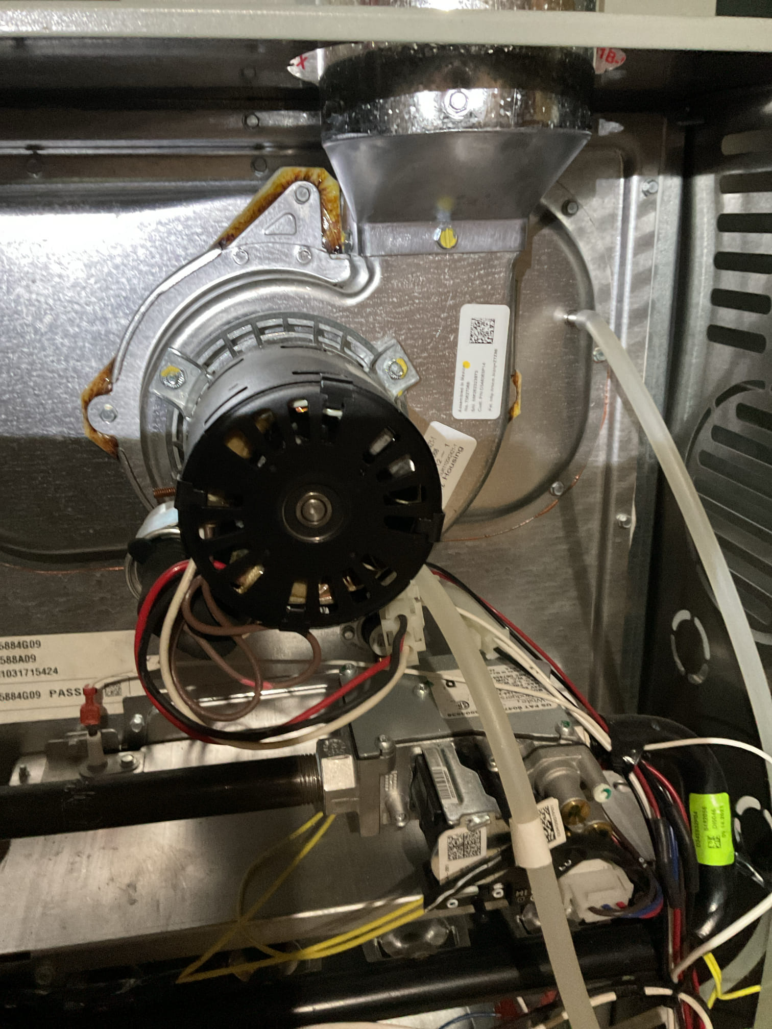 I arrived to the customers home to service their 1 yr old gas furnace system. 
I started with checking the air filter and found good , filter size is 16x25x1 . I checked all my electrical connections and voltages. I inspected and tested the  burners , flame sensor and the igniter. I inspected the exhaust for restrictions and rust and holes. I inspected the inducer and the blower motor operation. I checked and tested for combustion and took temp rise splits at the return and the supply. Everything is running fine at this time of service. 