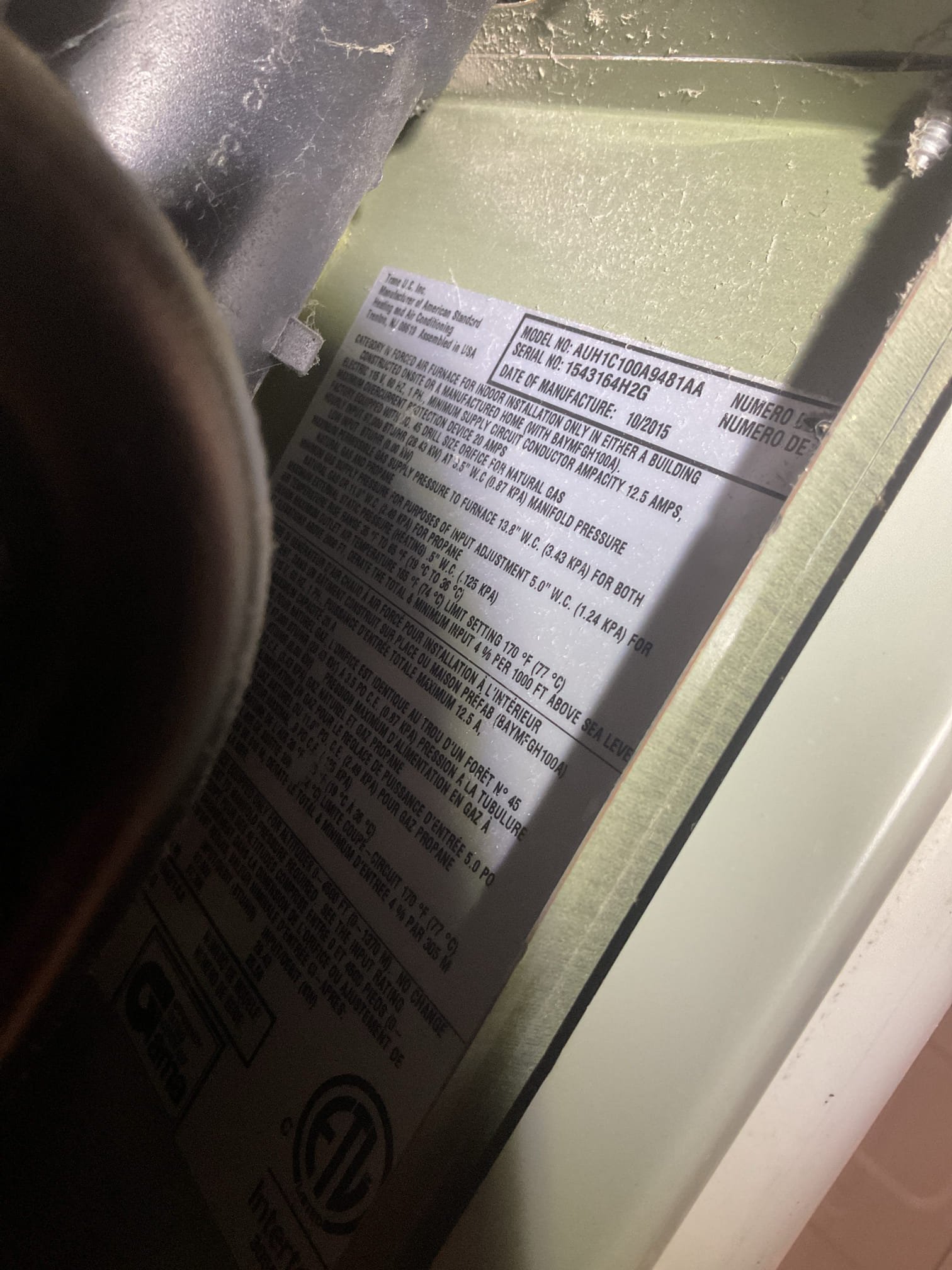 Luis 12-2-25 performed gas heat tune up on 2015, American standard 90% condensing heater (100,000 Btu) check thermostat operation check all major components, ignition, air delivery and combustion removal systems. Customer has humidifier I offered to perform service, customer approved service on humidifier, customer also wants us to bring filter next time. We need to put a note on system to bring filter. Humidifier is in bad shape Thera are tons of water signs leaking all over the place. I can’t fully clean humidifier parts this is making very Inefficient. I would recommend upgrading humidifier. (Currently is working but not as affective).  During safety inspection on heater I discover major crack on heat exchanger, I took photos of crack. Heater is not operating safely under this condition. I informed customer about severity of this issue. I provided estimate for repairs, I also provide other repairs options since unit is 10 years, 