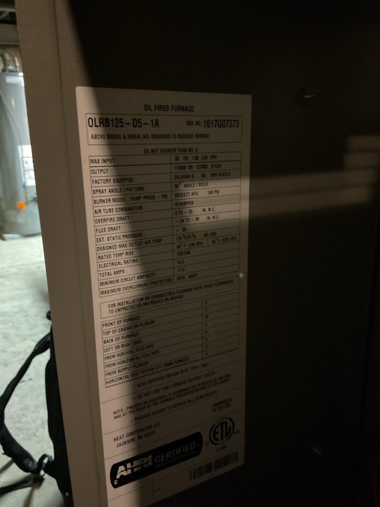 I arrived to the customers home to service their 6 yr old oil furnace system. 
I started with checking the air filter and replaced , 16x25x1. I checked all my electrical connections and voltages. I checked and replaced my strainer and nozzle , and the oil filter. I inspected and set my electrodes for proper gapping for optimal performance.  I inspected the flue pipe  for corrosion and pitting. Inspected my heat exchanger and the chimney for clearance. I bled the oil burner and tested system for smoke and combustion. I took temp rise splits at the return and the supply. Everything is running fine at this time of service. 
