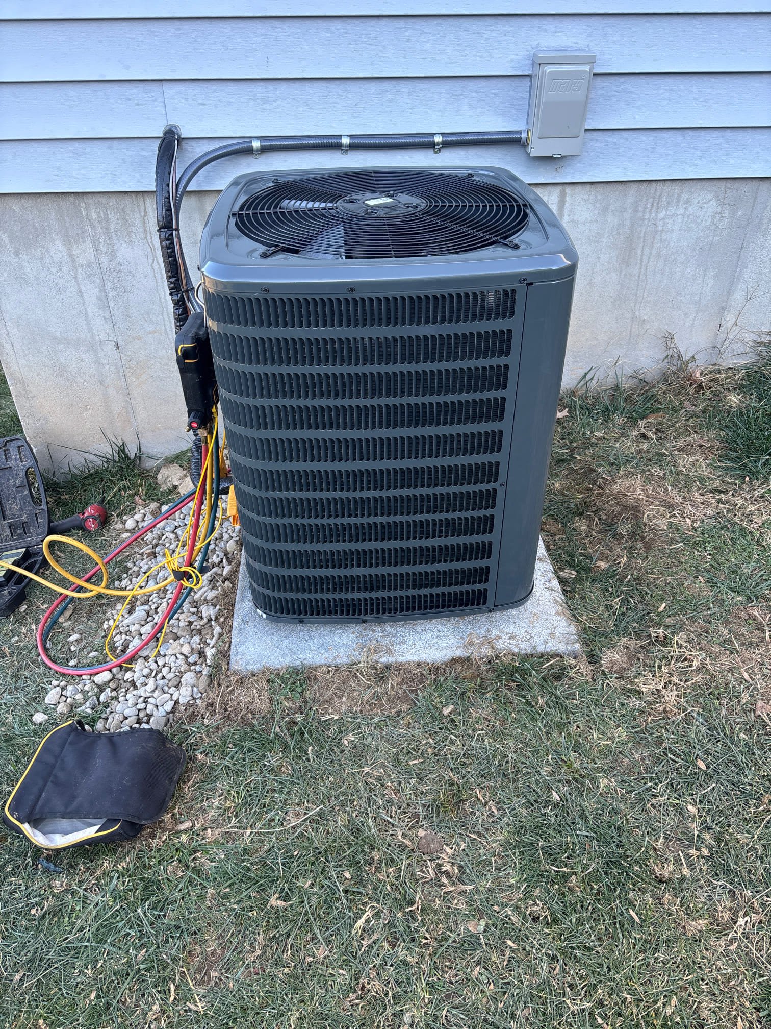 Installed new Goodman furnace and AC coil. New metal supply transition and new return drop with boot. New 2410 Aprilaire filter box. Adapted to existing fuel line and vent runs. New condensate line with EZ Trap and condensate pump with vinyl running to sump pump. Installed blower surge protector. Installed Ecobee lite thermostat. 

Installed 2.5 ton Goodman AC unit. Leveled ground and put unit on ground with pad instead of a wall bracket. Installed disconnect with surge protector. Flushed lineset. Tested all operations and clean work area. Adjust refrigerant pressures in spring time. 