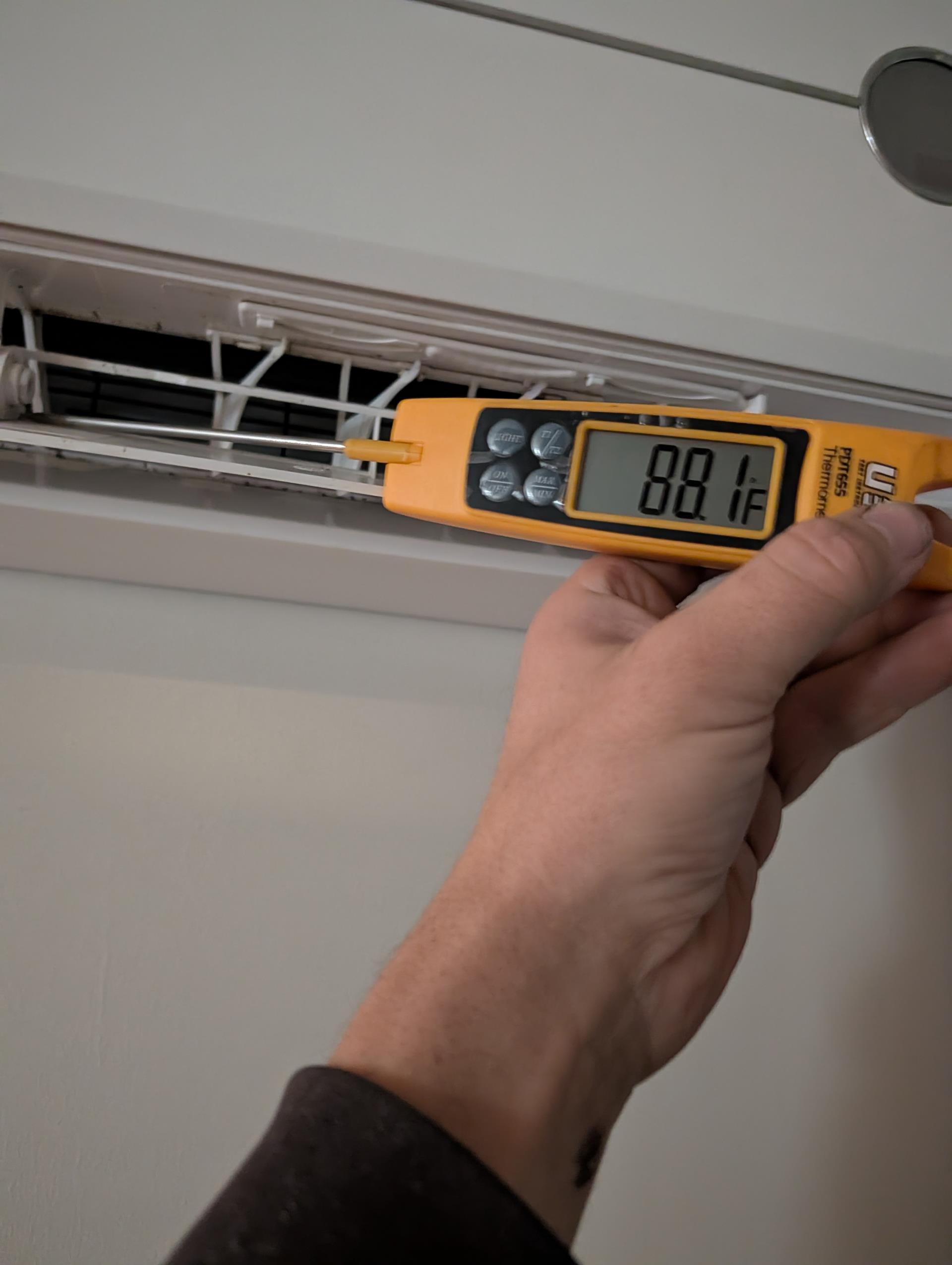 Completed heat tune up for Trane Minisplit system with (4) indoor heads.

Cleaned all washable filters.
Measured temperature rise at each indoor head. Each ranging from 20° to 25°temperature rise when all (4) heads running at high demand heating.
Checked wiring, controls, electric motors.
Checked refrigerant pressures and found to be good. 
This system has random compressor and outdoor fan malfunctions in cooling without producing and error codes and I looked through system in cooling last year.

As a reminder, We provided estimate to replace system.

System operating well in heating at this time. 
