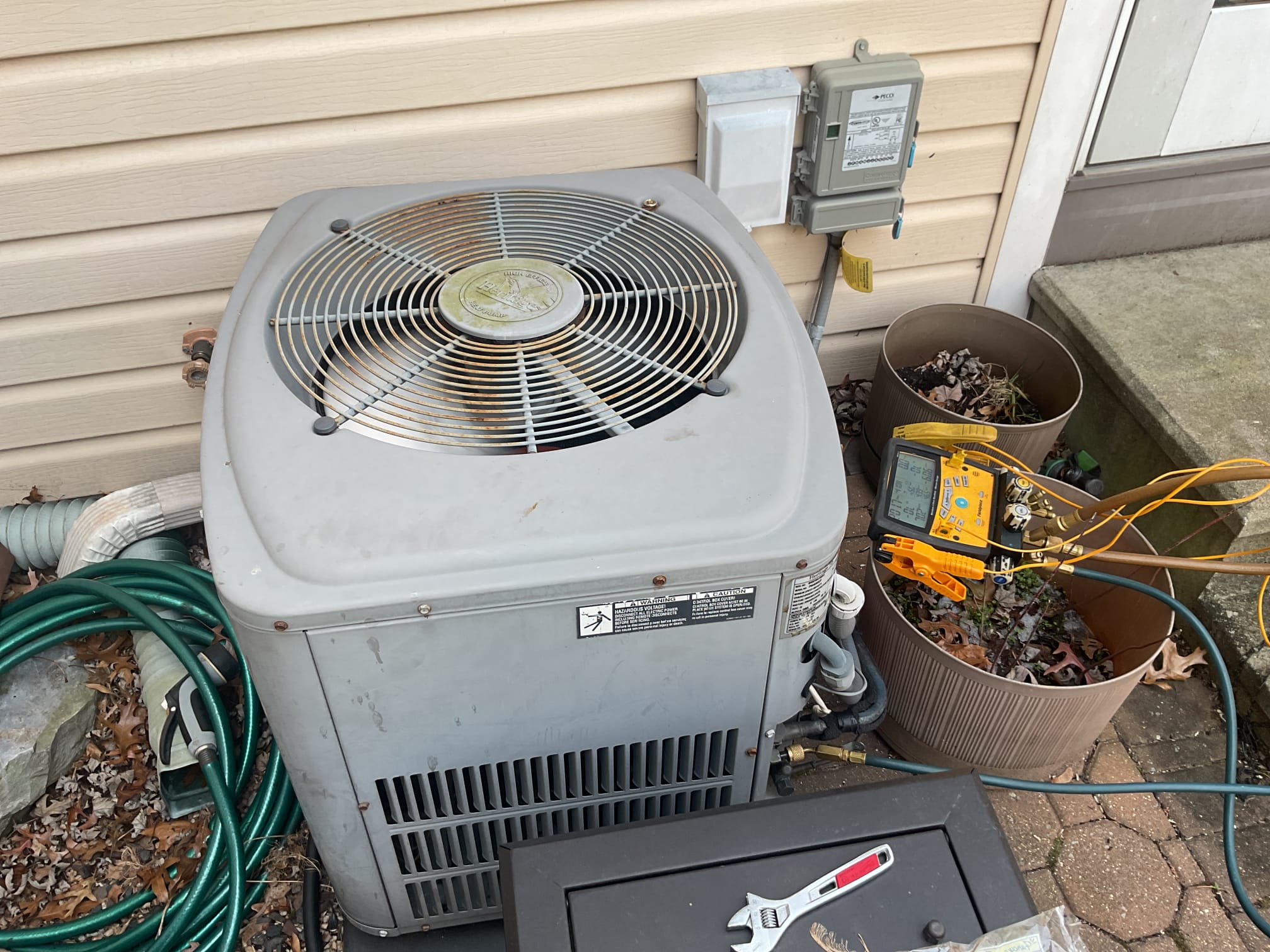 Performed precision heat tune up on Bosch propane gas furnace and 1999 American standard heat pump system. Replaced aprilaire 413 air filter, provided by homeowner. Checked all electrical connections and components. Cleaned flame sensor, tested hsi. Performed combustion test. Checked refrigerant pressures and temperatures. Found r-22 compressor on American standard system does not sound to good. Also found bacterial growth inside air handler. Recommend to homeowner to replace this system. Checked r-22 pressures. Both systems are working at time of service. 