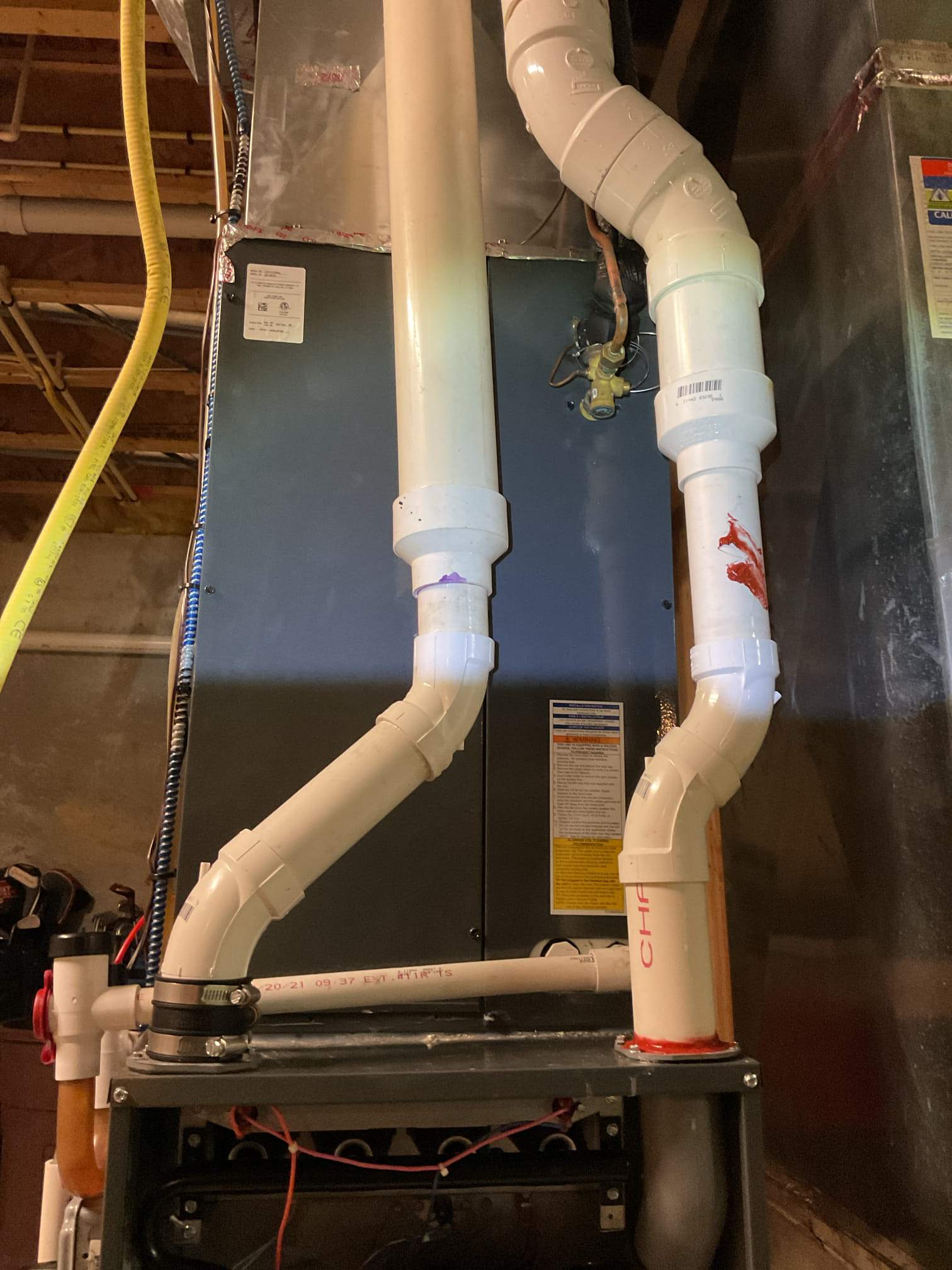  12/04/25 Dan 

arrived to the customers home to service their 5 yr old gas furnace system. 
I started with checking the air filter and replaced , the filter size is 413 supplied by the customer. I checked all my electrical connections and voltages. I inspected and tested the  burners , flame sensor and the igniter. I water tested all tubing and hoses. I inspected the exhaust and fresh air pipe for restrictions and bellies. I inspected the inducer and the blower motor operation. I checked and tested for combustion and took temp rise splits at the return and the supply. Everything is running fine at this time of service. 

I collected for 189.00 renewal service contract. 