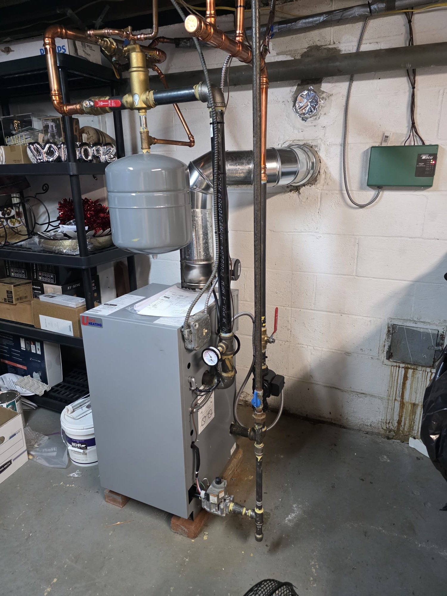 Reviewed home and baseboard and boiler.  Noise coming from baseboard only at night time or when boiler is off for a while and things are heating up.  Joe will take a video of it and send it over to me when it happens.  Would like a proposal on Runtil and standard baseboard.  Dont know if it is coming from baseboard or piping.  Wpild recommend a purge on system first.