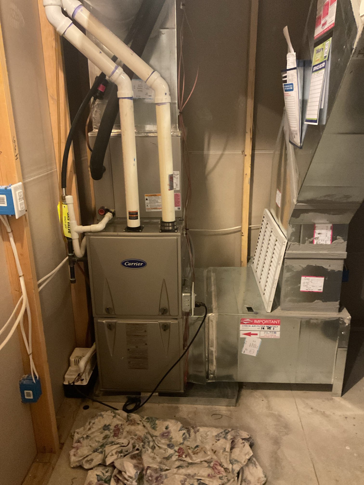 I arrived to the customers home to service their 8 yr old gas furnace system. 
I started with checking the air filter and replaced , the filter size is 16x25x1. I checked all my electrical connections and voltages. I inspected and tested the  burners , flame sensor and the igniter. I water tested all tubing and hoses. I inspected the exhaust and fresh air pipe for restrictions and bellies. I inspected the inducer and the blower motor operation. I checked and tested for combustion and took temp rise splits at the return and the supply. Everything is running fine at this time of service. 