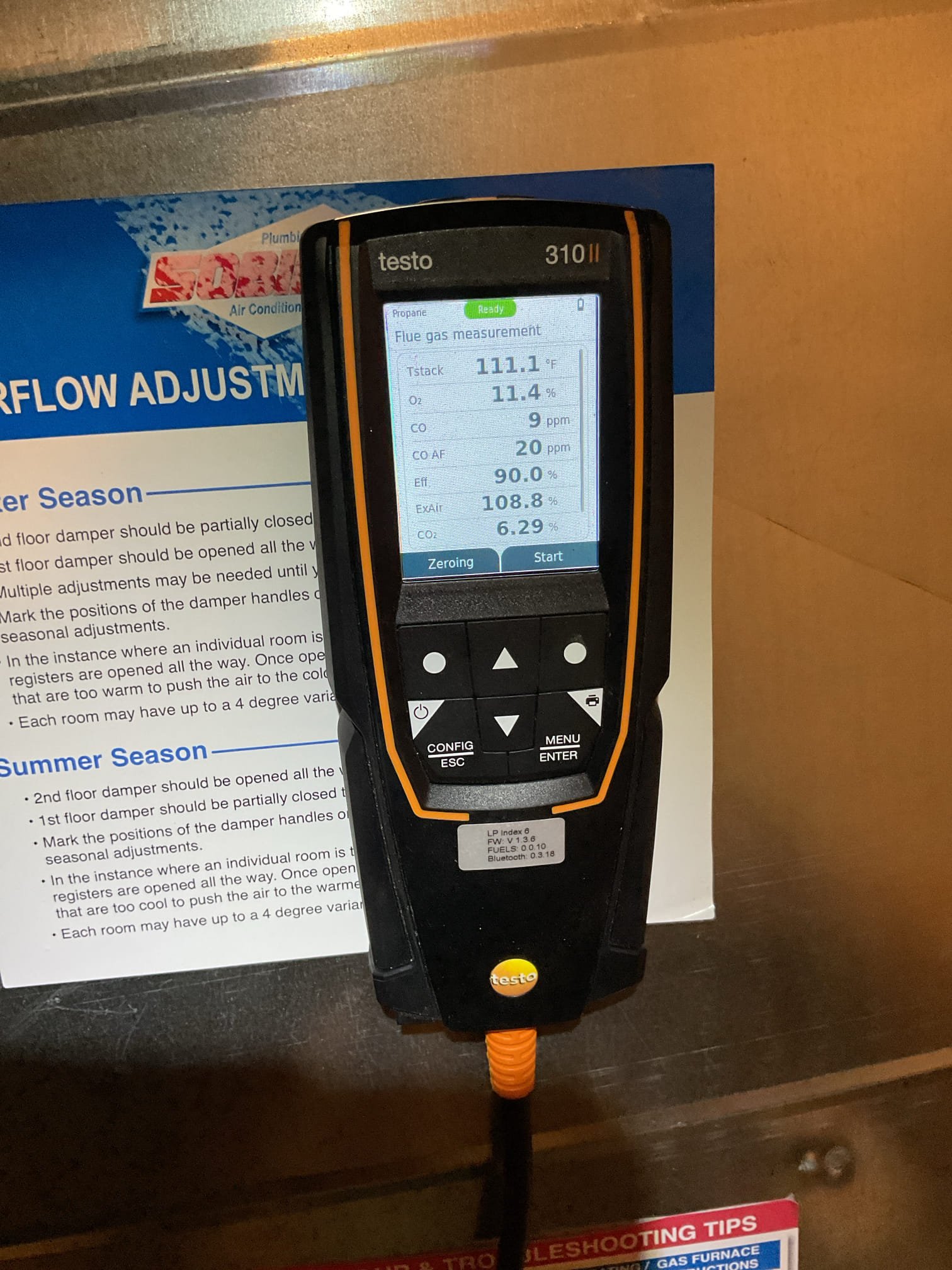 Luis 12-5-25 customer called in for no heat, air nor blowing on vents. Check all vents ok inspect air filter and air delivery system. System is zone into two thermostats first floor and second floor. First floor and basement are in series with two dampers. And third damper is for second floor located near return grill in first floor. Found one of the first floor damper closed would not open and also filter causing Hugh static, barometric bypassed damper is not working properly. After manually open damper and changing filter. Unit came in normal. I did perform tune up during same visit. Went trough all ignition system, air delivery and combustion removal system ok. Performed combustion test check supply and return air temps ok. I provided estimate for repairs. Customer does not have any water protection. Emailed estimate for repairs and water protection customer signed up for service plan gas heat and ac. First visit under plan. 
