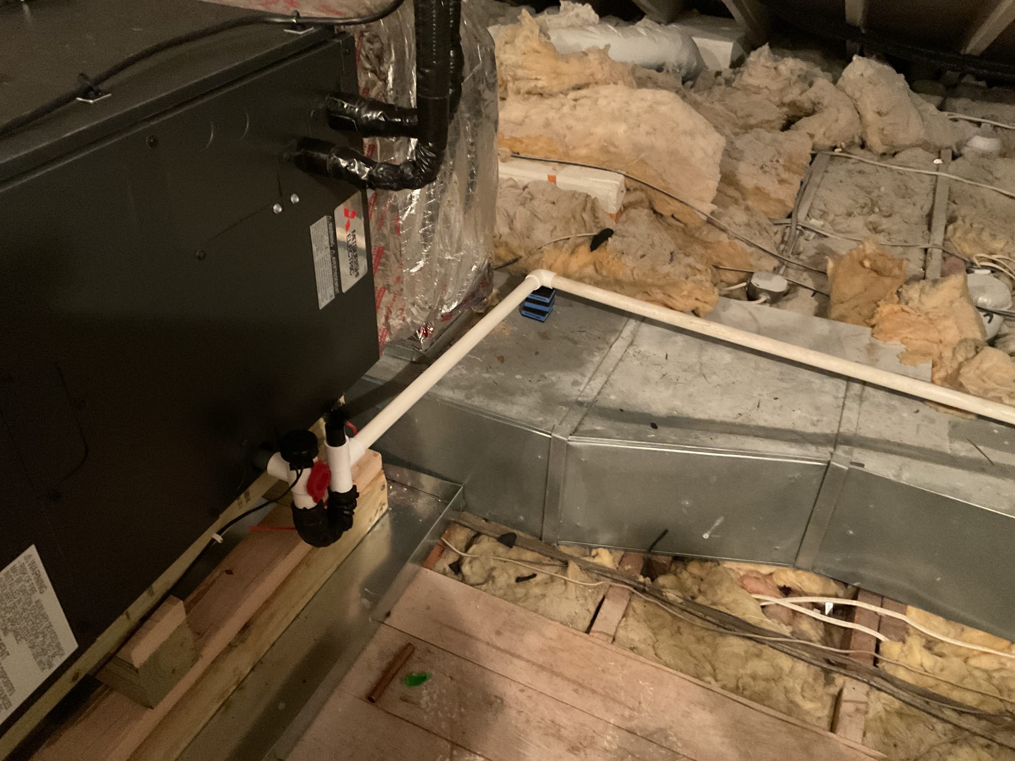 Performed quality assurance on Mitsubishi electric air handler and basement indoor unit. Tested system and heating mode. Checked all electoral connections and components. Check temperature rise. Checked all penetrations. Homeowner was able to download app and was able to connect straight to basement indoor head with Wi-Fi. Upstairs air handler would need Kumo 2 interface. Homeowner mentioned about getting it themselves and connecting. System is working well at this time.  Collected final balance. 