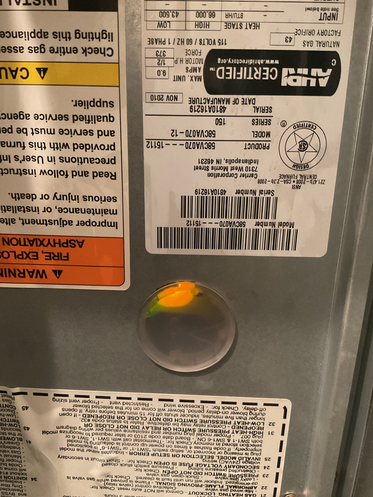 Luis 12-8-25 performed gas heat tune up on 15 year old heater 80% 70 Btu. Check all electrical connections and components, check air delivery system, combustion removal system and ignition systems. All components are original to heater. Ignition components showing wear. I did cycle heater couple times and performed combustion test ok check supply and return air temps ok. Would recommend getting an estimate to replace system. Home comfort consultant to come our Wednesday 17, 2025 between 9 and 10 window full system and water heater. 
