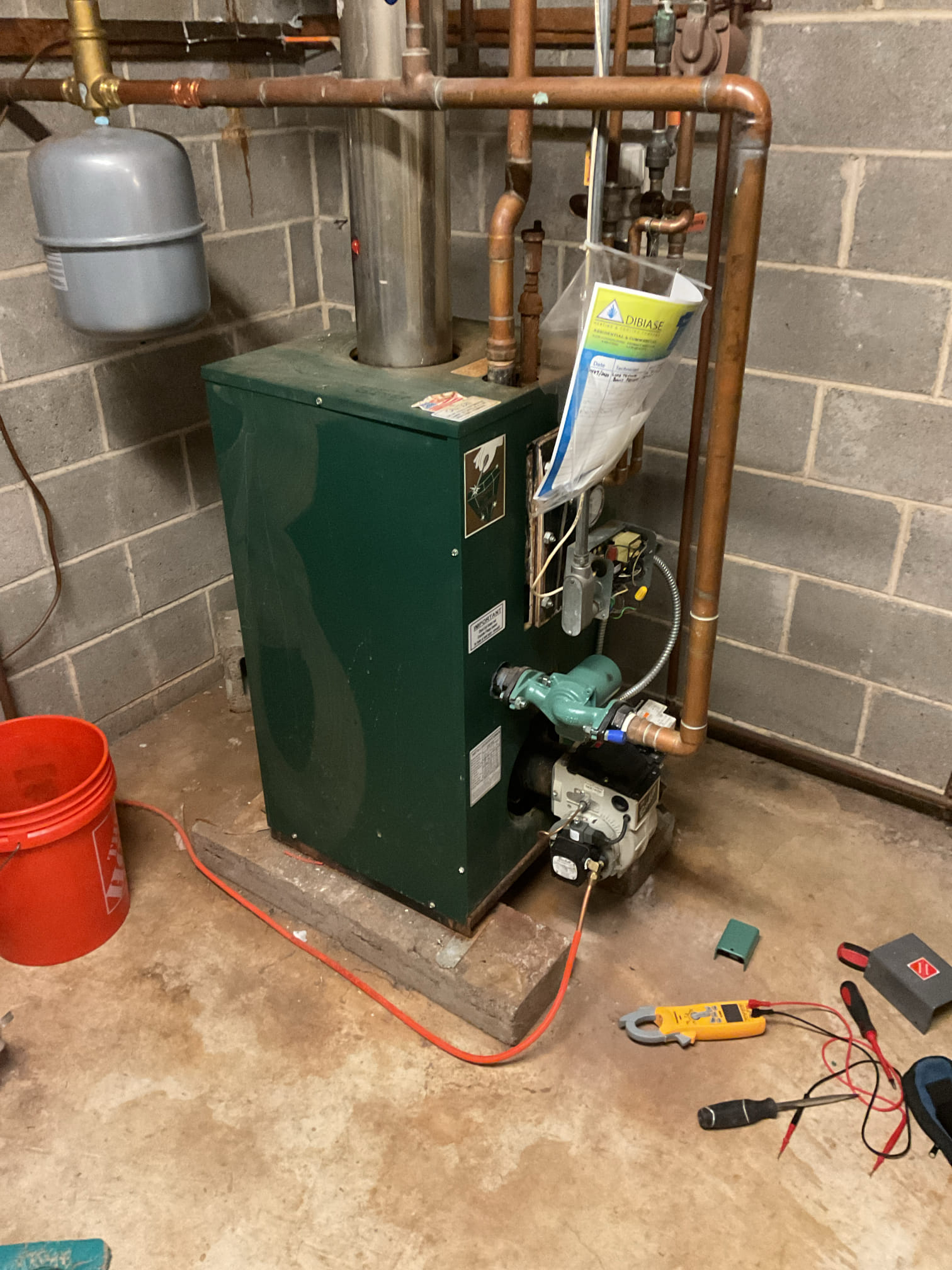 I arrived to the customers home for poor sporadic heat. She says the baseboards will work at one moment and then not work at all now both zones don’t wanna work. I checked both my thermostats. Both are getting a call down to the boiler and turning the circulator on the boiler the heat is holding around 185 190. I tried to bleed zone one and two and the water is barely trickling out of the zones, the supply pipes the boiler are very hot and the returns are cold. This is telling me that my circulator is not moving water. I did amp my circulator was .70 amps and I’m getting a call for the circulator for 120 V from the aqua stat. I did collect 50% for the circulator and the drain down and refill including the diagnostic. Paid by check . She will pay the balance on completion. 