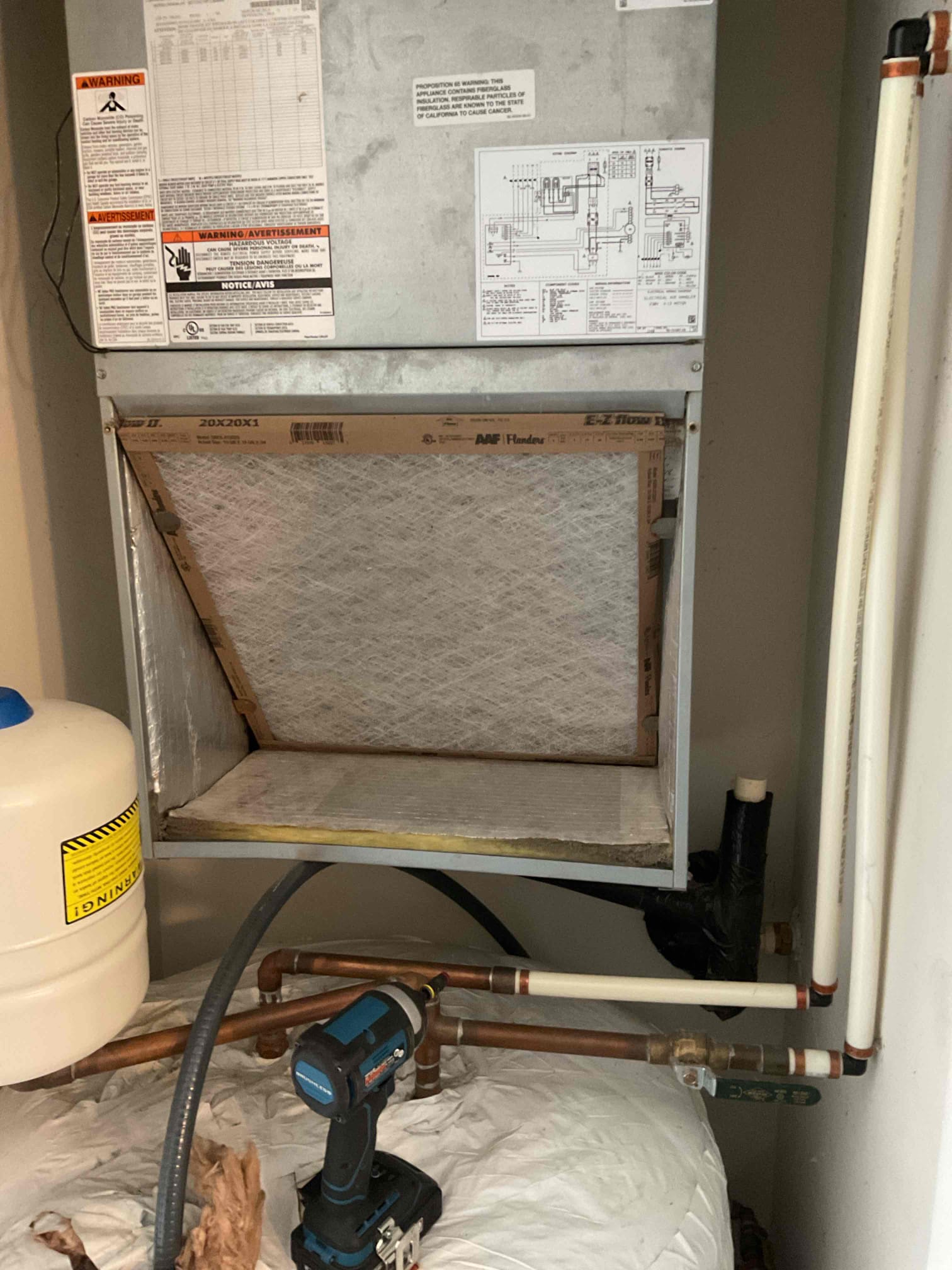 Fully assessed no heating situation. Found after giving blower motor a call it was rocking back and forth. Found failed blower motor. Replaced blower motor and tested emergency heat. Checked system in heat pump mode only. Checked temperature rise. Temperature rise was 20 degrees. Heat pump is working at time of service. 