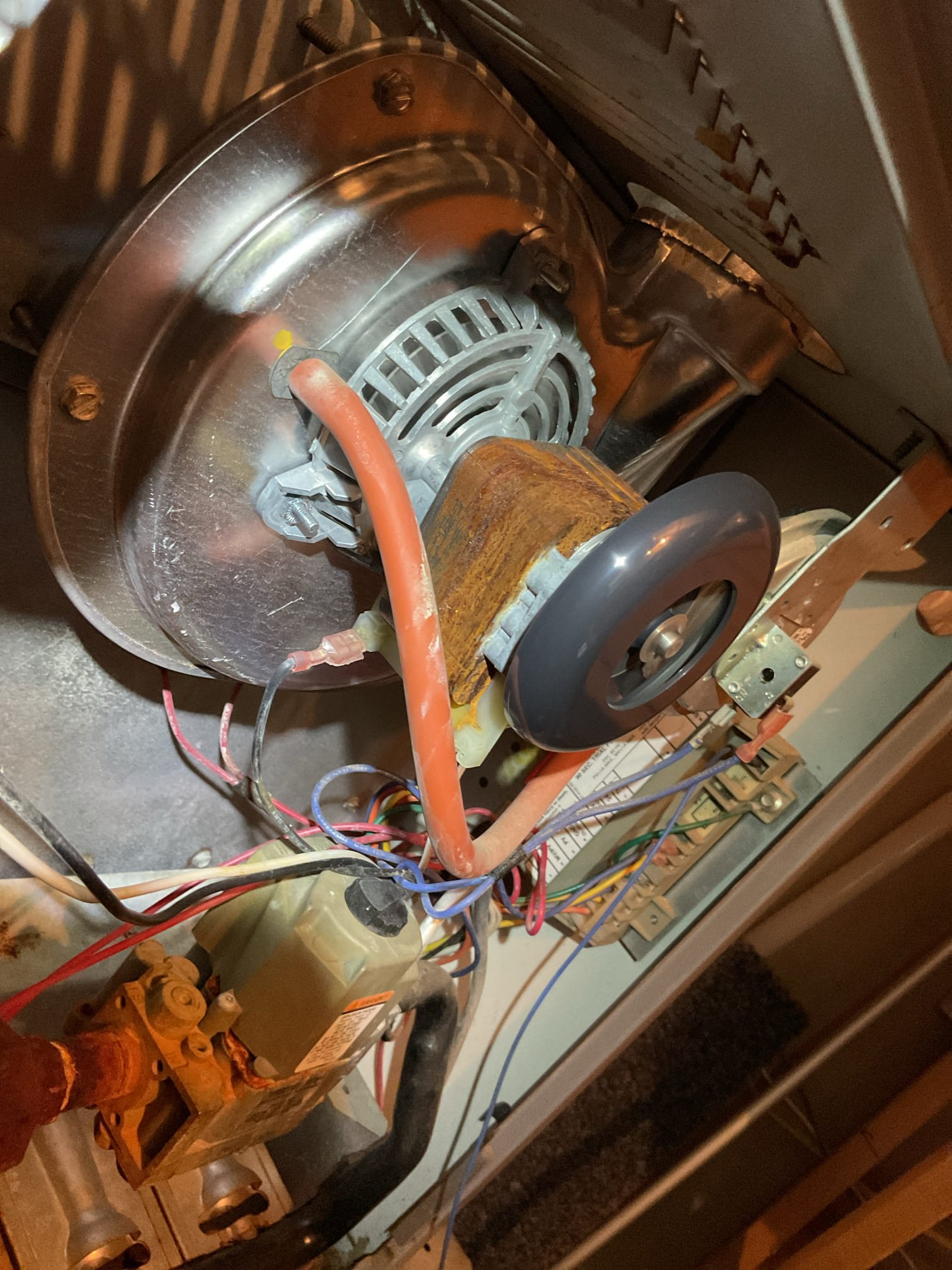 Luis 12-9-25 performed gas heat inspection on 2001 ICP 80% 120000 Btu heater. Heater location is inside mechanical room where there is also 75000 k 80% gas water heater. Total of 195000 Btu which requires about 10,000 ft.³ of air. There are two grills on wall, but there is also return air grills at the same wall to mechanical room. Fresh air from outside is required to feed mechanical room for proper combustion process. I did inspect heater. Heater seems to be in bad shape. Major rust on ignition components, see photos. Gas valve shows water at some point was getting to body. Heat exchanger rings are starting to come apart. All the components are original to system. Heater should be replaced for safety purposes. Once those rings come apart completely, will be very unsafe to operate heater. Called land lord and explain tune up report. Provided estimate to rebuild heater. Office to follow up with customer regards consultation. 