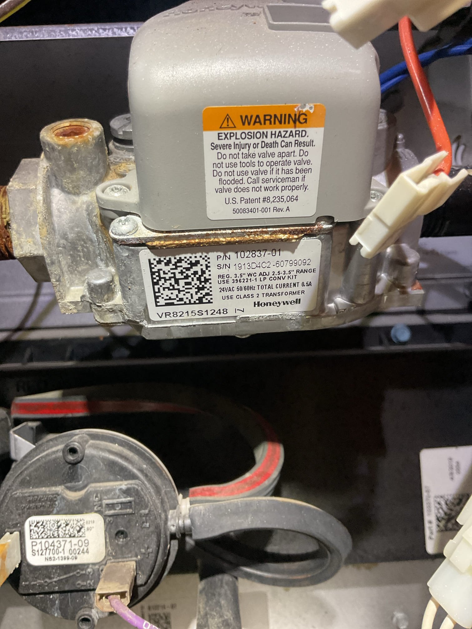 Found failed gas valve at Lennox gas furnace.

Parts are not covered any warranty. Equipment was not registered for extended parts arrange. Warranties expired in 2024

Tried to use a universal gas valve but the one I had was too big.

Researched applicable universal gas valves. 

We will source valve and schedule return ASAP.

Collected half of balance today. 