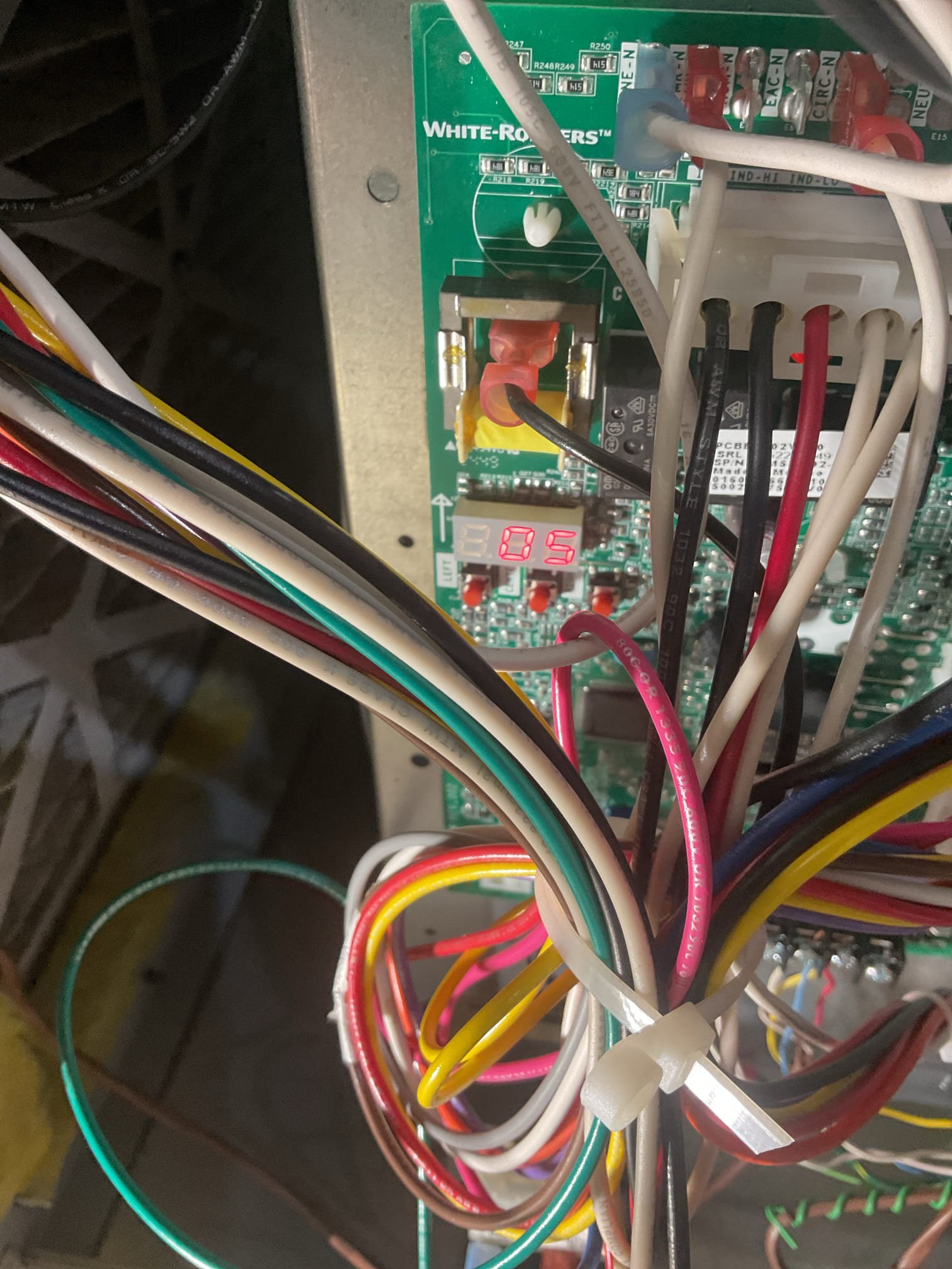 Fully assessed 80,000 btu Goodman gas furnace not reaching temp. Found gas furnace locked out on ee3 code when I arrived which is open high limit. Checked temperature rise across furnace and found it to be 43 degree temp rise on first stage and 54 degrees on high stage. Found that by the high limit switch it was around 200 degrees. Increased fan speed from fo1 which was 501 cfm to f04 which is 1081 cfm. Also changed 2nd stage heating to f02 which is 1328. Temperature rise got better. Gas furnace is working at time of service. 
