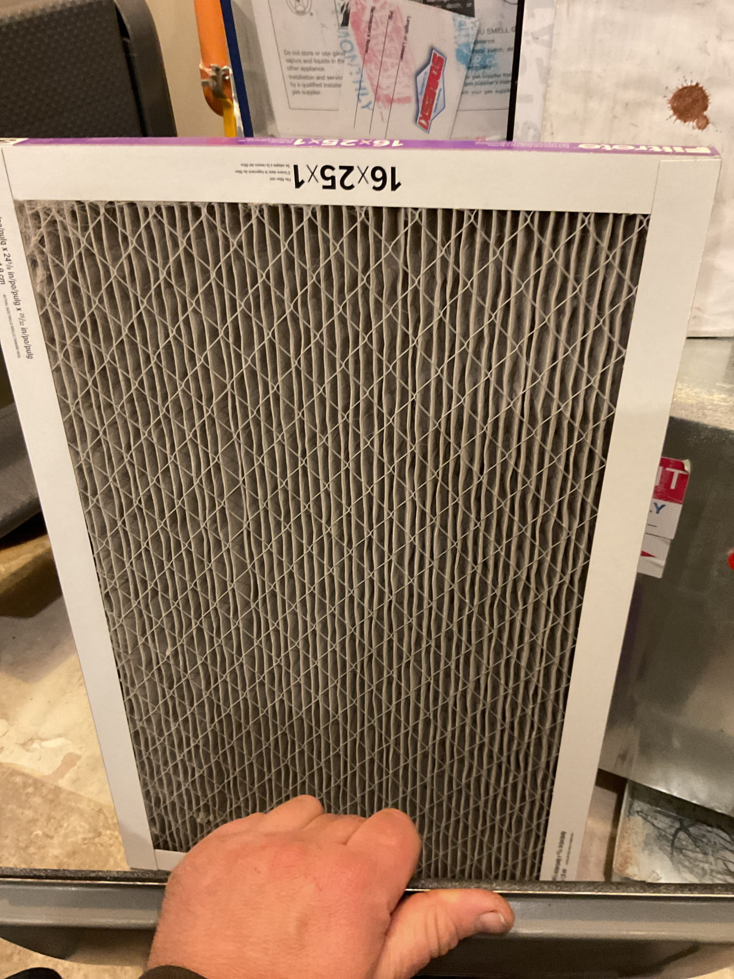 
Completed heat tune up for natural gas furnace.

Replaced 16x25x1 filter
Inspected heat exchanger, burners, flue pipe, inducer assembly and hoses
Inspected hot surface ignitor and verified resistance with meter
Cleaned flame sensor and verified flame rectification circuit
Measured temperature rise and static pressure
Checked wiring, controls, electric motors and components; there are no surge protectors; left estimate for a surge protector for furnace
Checked manifold gas pressure
Inspected drain and pump. There is a condensate pump safety but no EZ trap. Left estimate for EZ trap. There is a float style pan water safety but a wet switch is preferred, will detect water much more quickly/reliably. 

Combustion, draft and smoke tests: Pass

Gas furnace is operating well at this time. 

Homeowners renewed plan membership today. 
Ac+Gas Heat plan