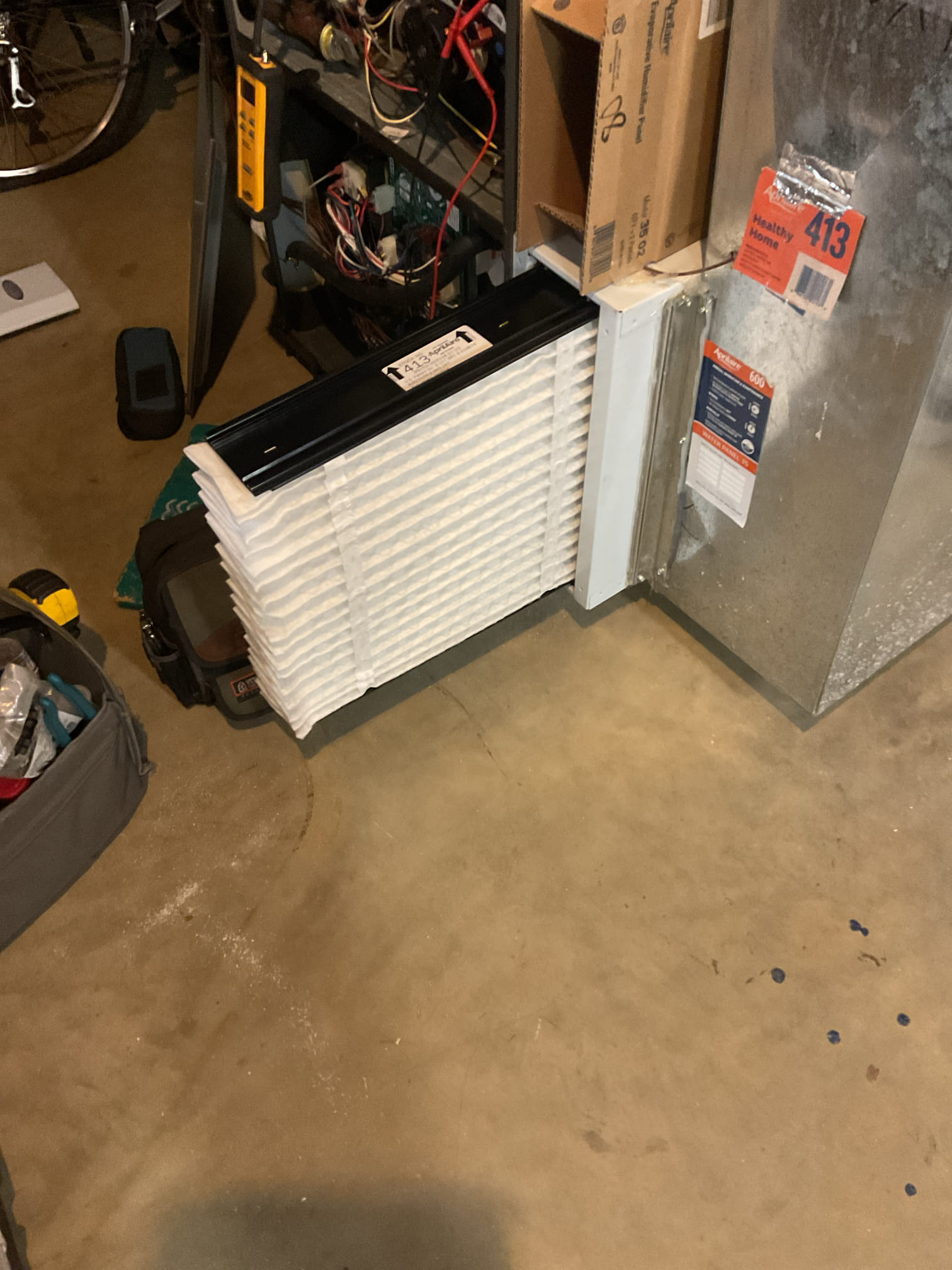 
I arrived to the customers home to service their 4 yr old gas furnace system. 
I started with checking the air filter and replaced , the filter size is 413 and serviced their humidifier 600 and tested. I set the humidistat at 35%. I checked all my electrical connections and voltages. I inspected and tested the  burners , flame sensor and the igniter. I water tested all tubing and hoses. I inspected the exhaust and fresh air pipe for restrictions and bellies. I inspected the inducer and the blower motor operation. I checked and tested for combustion and took temp rise splits at the return and the supply. Everything is running fine at this time of service. 

Collected for 423 air filter and the #35 water panel total due is 126.15 paid by cc.