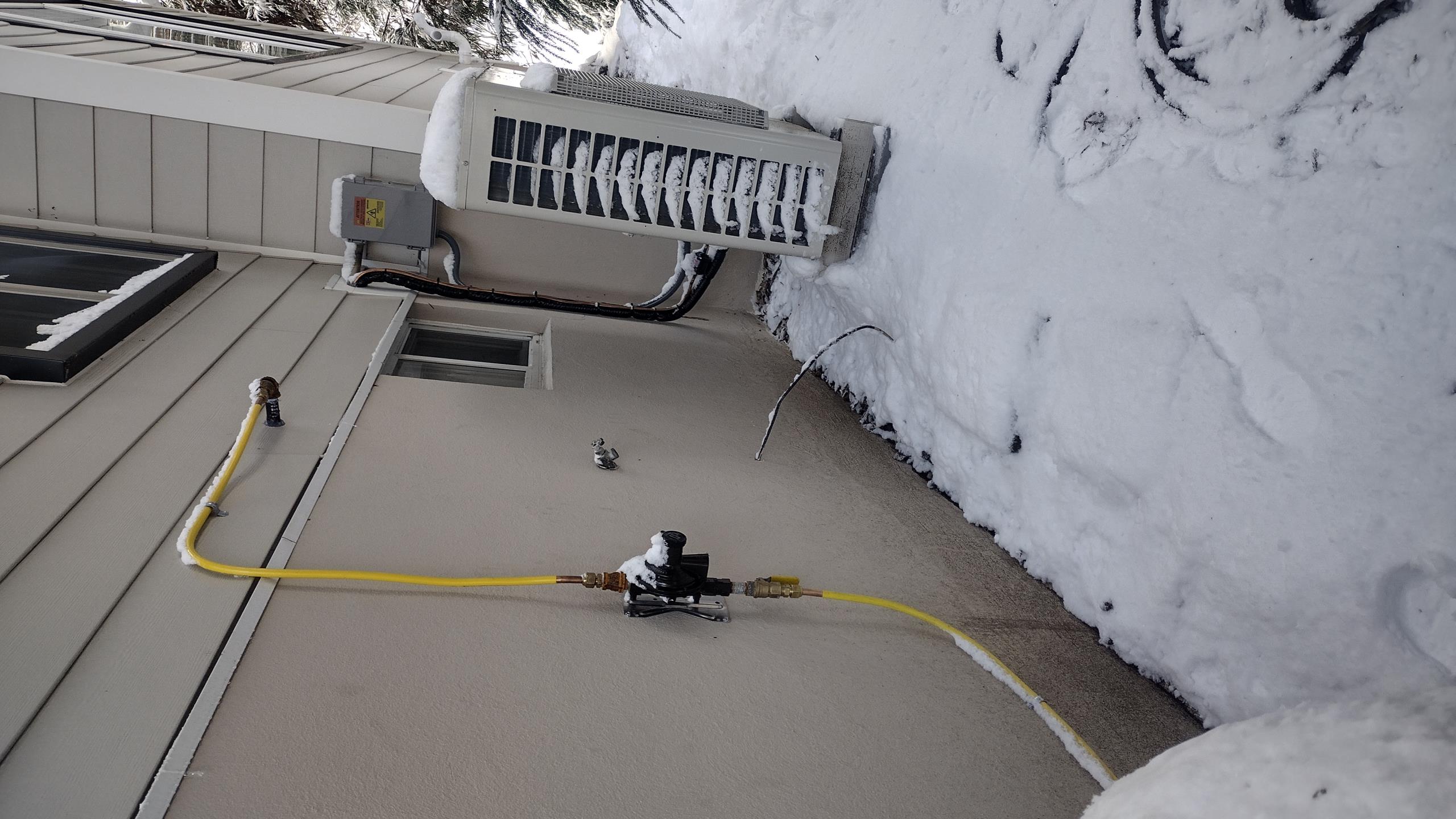 Luis 12-14-25 customer called in for no heat. Error code pressure switch. Check system operation and found no propane, customer has two 420 tanks. One tanks was closed reading 80% other tank was empty I open up other tank, customer will call propane company to get delivery so both tanks are fill. Ther will be a charge for today’s visit non related to installation. 