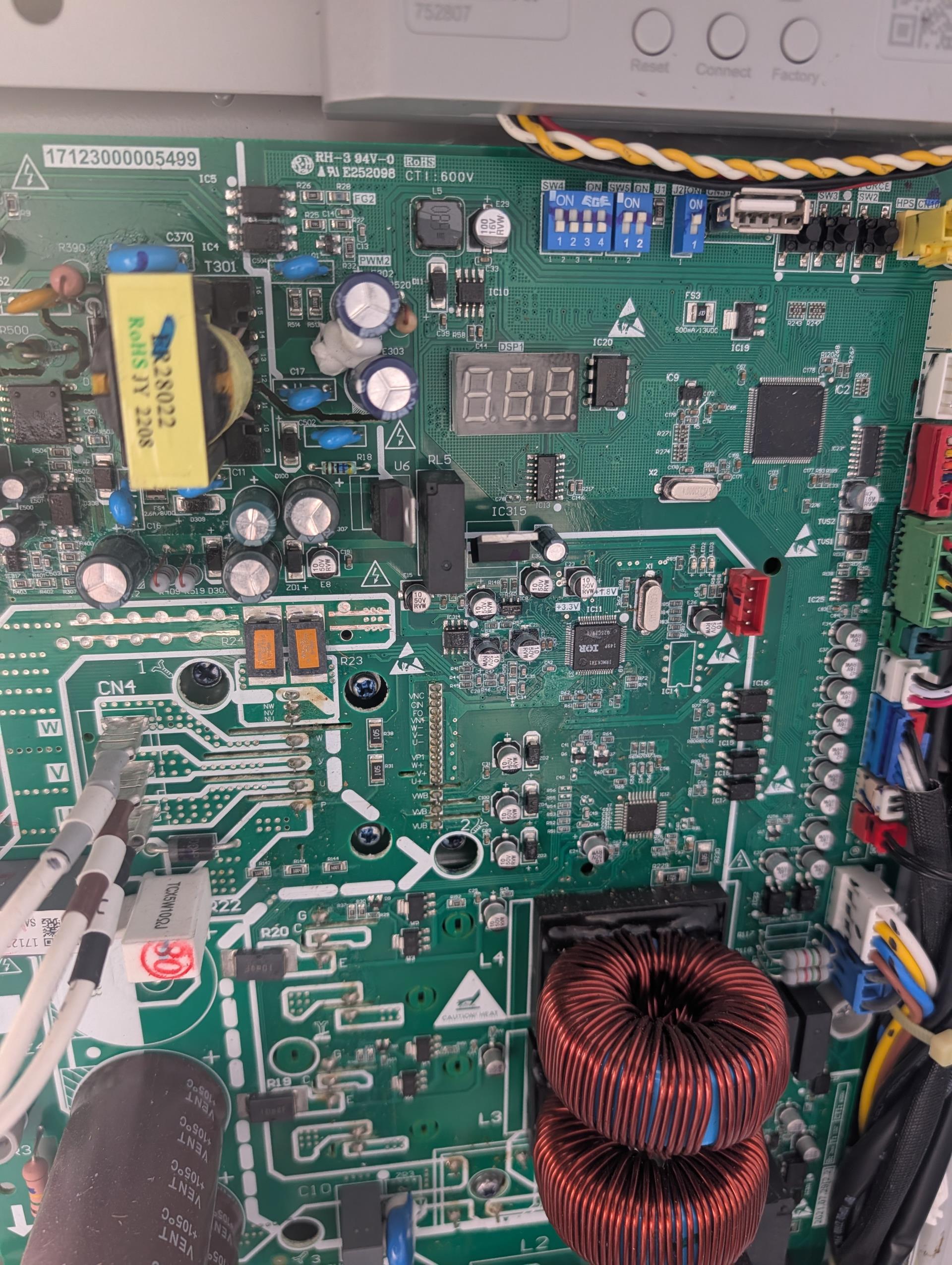 Found outdoor unit locked out on H5 error code (5 times protection in 100 minutes)
Before resetting power I enabled to two defrost dipswitches on outdoor unit. Control will check if defrost is needed more often and defrost will run for 60 seconds longe now. 
Reset power with refrigerant probes and temp clamp on high side pipe.
Pressures and temperatures Good. 
Unit went into defrost once.

I also compared my pressure  and temperature readings to what the control is identifying the high side temperature and pressure to be (effectively checking the pressure transducer).

Control is reading pressure and being 304. Measured pressure is 310. Transducer is good.

Unit ran in heat pump mode the entire time I was here 45 mon or so. No issues with pressure lockouts. Temperature rise 68-98=30° Good.

System operating well at this time. 