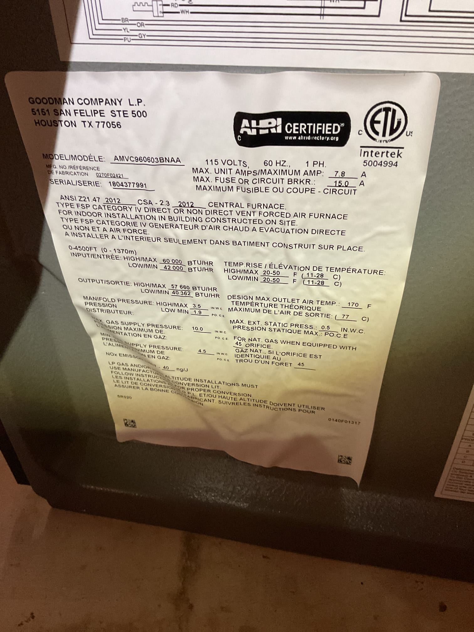 I arrived to the customers home to service their 7 yr old gas furnace system. 
I started with checking the air filter and replaced , the filter size is 16x25x1 and 45 water panel and tested. . I checked all my electrical connections and voltages. I inspected and tested the  burners , flame sensor and the igniter. I water tested all tubing and hoses. I inspected the exhaust and fresh air pipe for restrictions and bellies. I inspected the inducer and the blower motor operation. I checked and tested for combustion and took temp rise splits at the return and the supply. Everything is running fine at this time of service. 