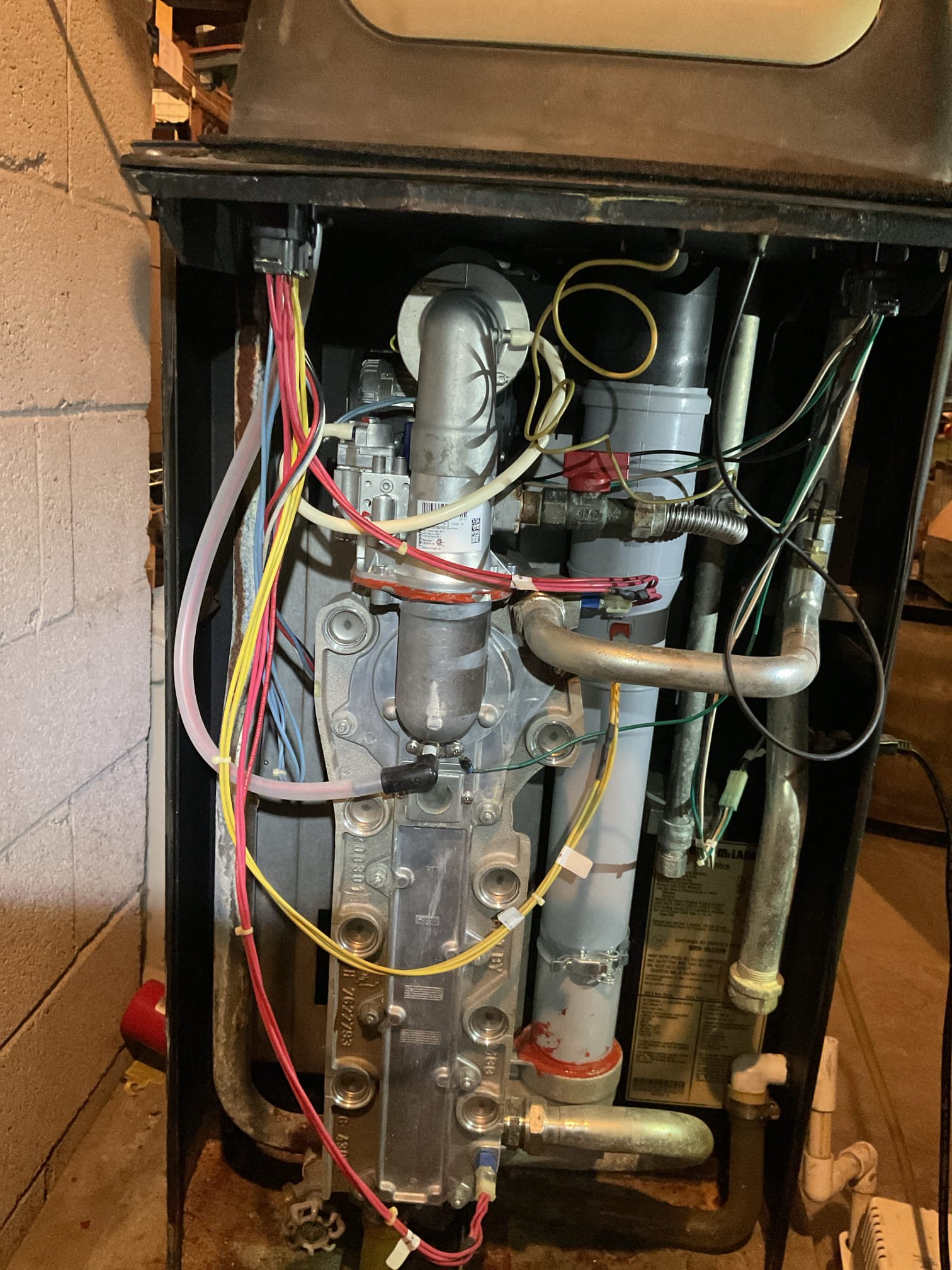 Luis 12-16-25 Replacement of gas valve with new gaskets, new Venturi. Check system operation after repairs cycle boiler couple times ok. Performed combustion test ok. Boiler is working properly at time of service. 