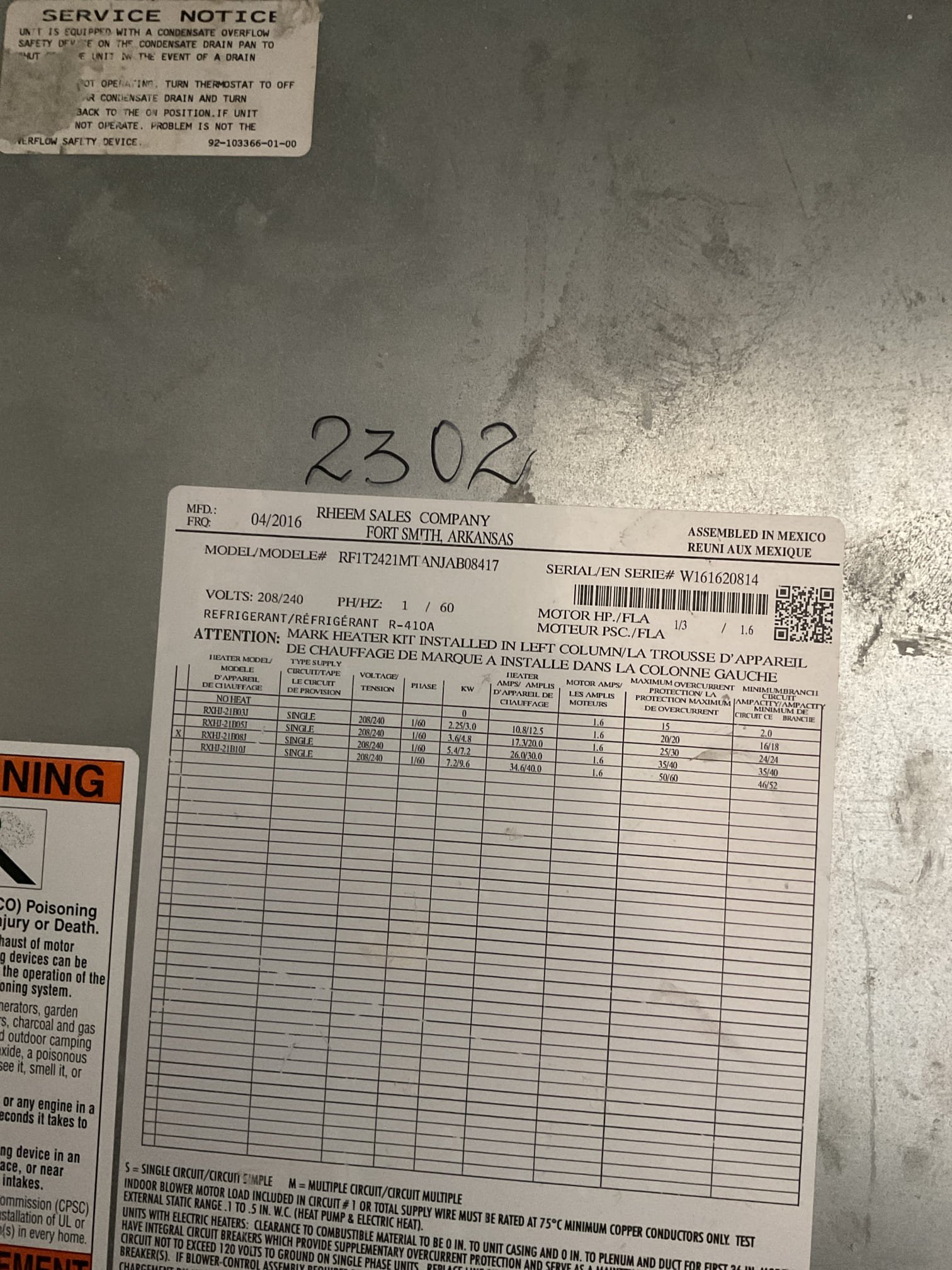 Fully assessed heating situation. Checked temperature rise at air handler it was 16 degrees. Checked 410a refrigerant pressures they were 276/71 very good. System is maintaining 74 degrees in the apartment. Tested defrost operation on the roof, worked fine. Suggested to tenants that since it’s on the outside wall it will be several degrees cooler. Suggested adding a space heater just for the front rooms. Heat pump is working properly at time of service. 