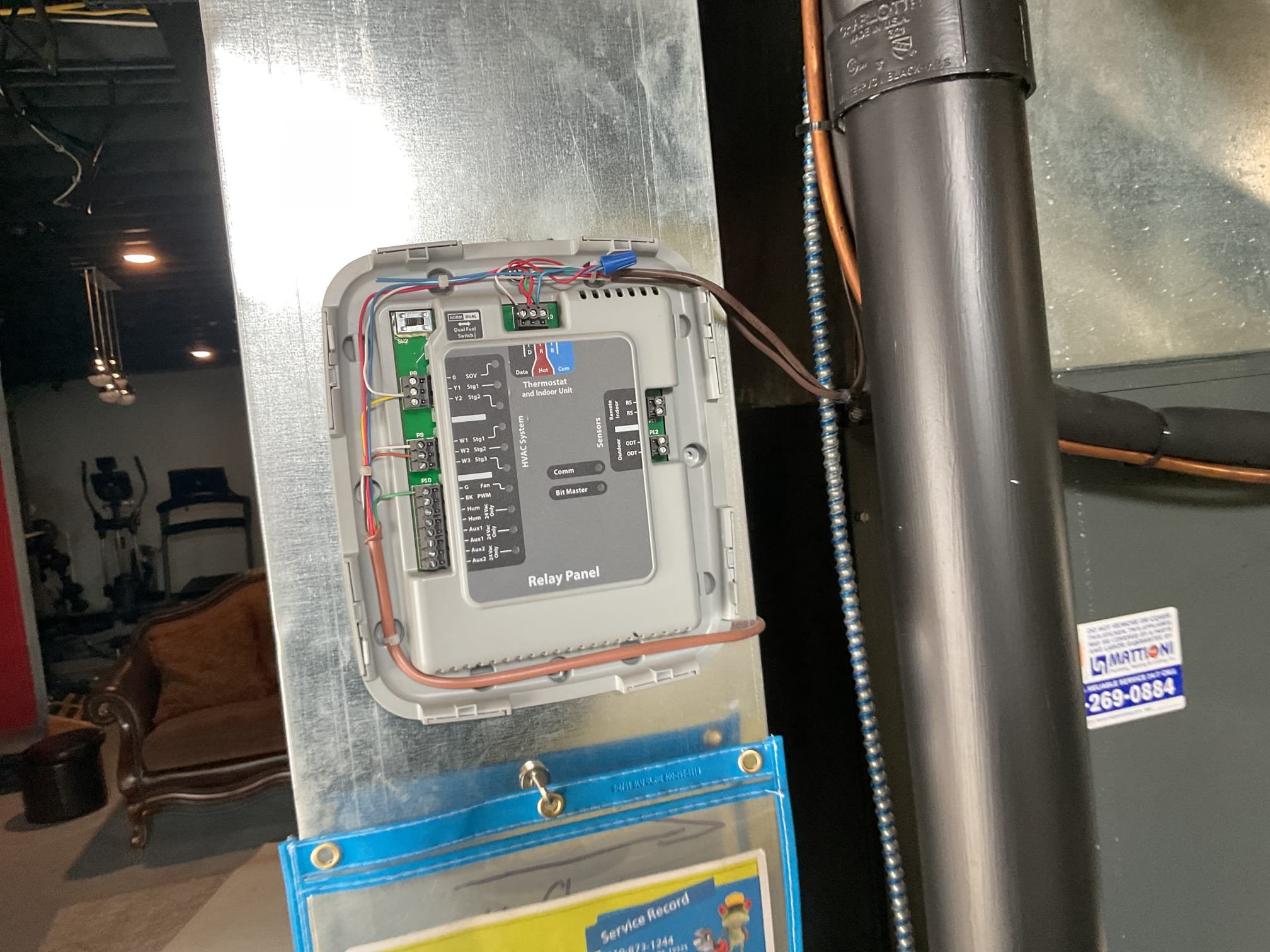 Found customer had attempted to install new google nest. Found 3 amp fuse blown in the basement. Explained to homeowner to install the new thermostat we will need to pool an 18/8 wire up the wall to replace 4 wire. Customer agreed. Had to drill out bottom of wall opening to make it larger with spade bit and used fish sticks to run new thermostat wire. Eliminated relay panel in basement and wired it straight through. Set up thermostat with customer and tested gas furnace heat operation. Will need to come back at a different visit to complete tune up. Gas furnace is working properly at time of service. 