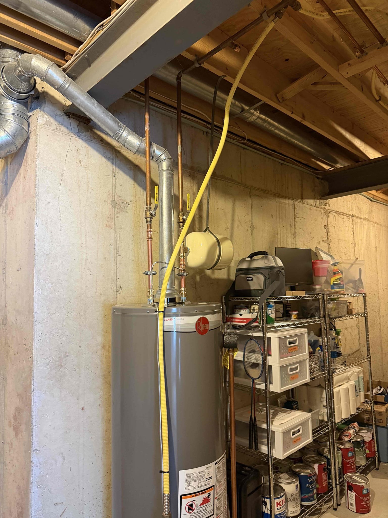 Installed new 50gal natural gas water heater. Placed water heater in drain pan with water alarm. Adapted hot and cold domestic water lines to water heater. Replaced expansion tank and adapted gas line. 

Installed new trane gas furnace. Reused return and built new transition between coil and furnace. Adapted high volt and installed new outlet and switch. adapted flue pipping and gas line to furnace. Reused existing condensate line and condensate pump. Ran new vinyl tubing from condensate pump to sewer line located in basement. Reused existing thermostats and wired in low voltage with safeties. Cleaned up work area and tested out equipment.