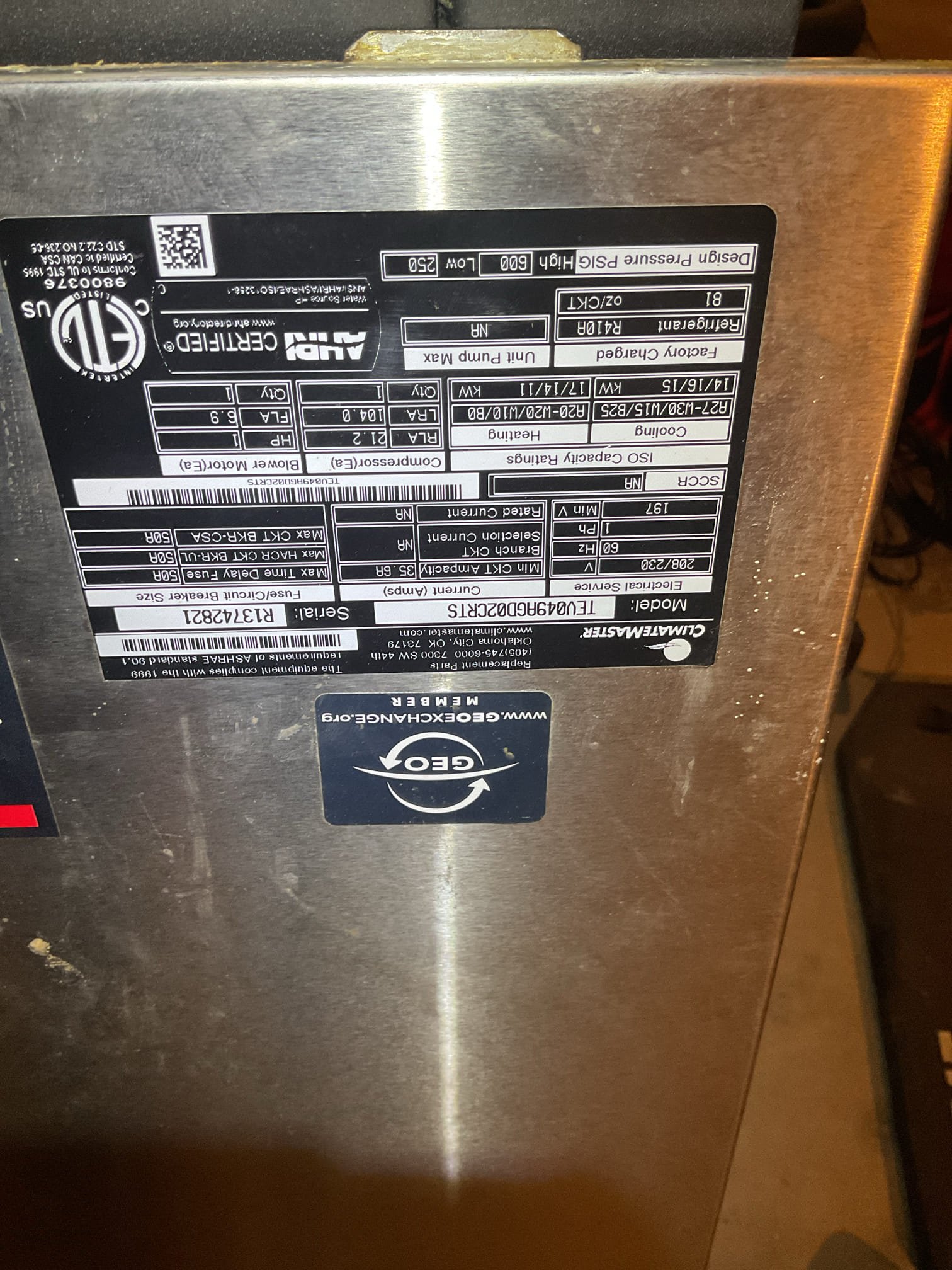 Luis 12-18-25 customer has geothermal unit one for the first floor and second for second floor. Customer having issues with first floor. Breaker keep tripping. Troubleshooting system and found compressor shorted ground. Used mega ohm ester and showing red. I disconnected compressor plug and test circuit, circuit stayed on all time. Unit is a jut 12 years old. I provided estimate for repairs. I would recommend getting an estimate to replace system. I told customer they can use electric back up it will cost more to run and might not be sufficient to supply first floor but at least will be some heat. Customer set thermostat to back up/emergency heat for now. Office to follow up the customer tomorrow morning.