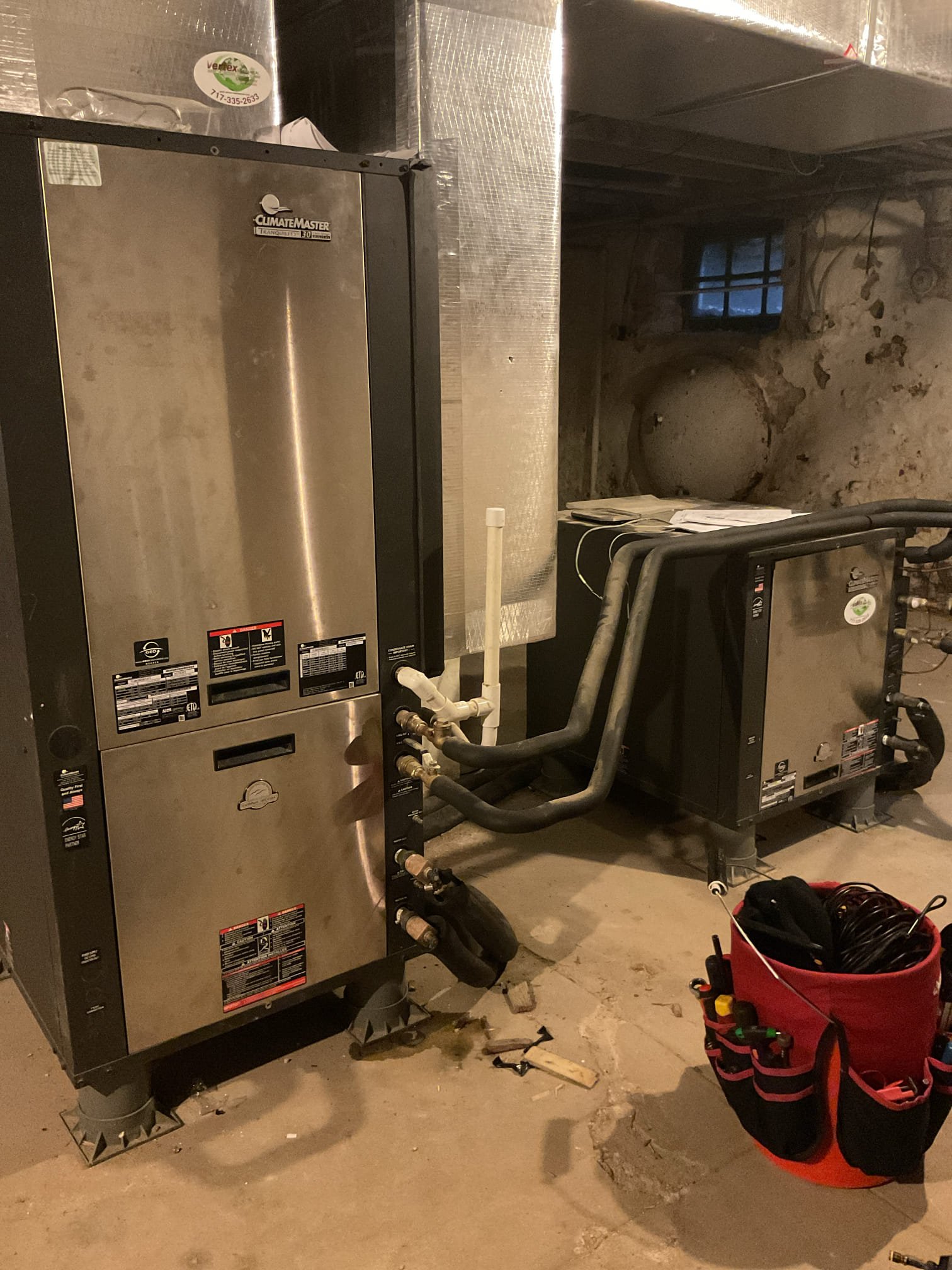 Luis 12-18-25 customer has geothermal unit one for the first floor and second for second floor. Customer having issues with first floor. Breaker keep tripping. Troubleshooting system and found compressor shorted ground. Used mega ohm ester and showing red. I disconnected compressor plug and test circuit, circuit stayed on all time. Unit is a jut 12 years old. I provided estimate for repairs. I would recommend getting an estimate to replace system. I told customer they can use electric back up it will cost more to run and might not be sufficient to supply first floor but at least will be some heat. Customer set thermostat to back up/emergency heat for now. Office to follow up the customer tomorrow morning.