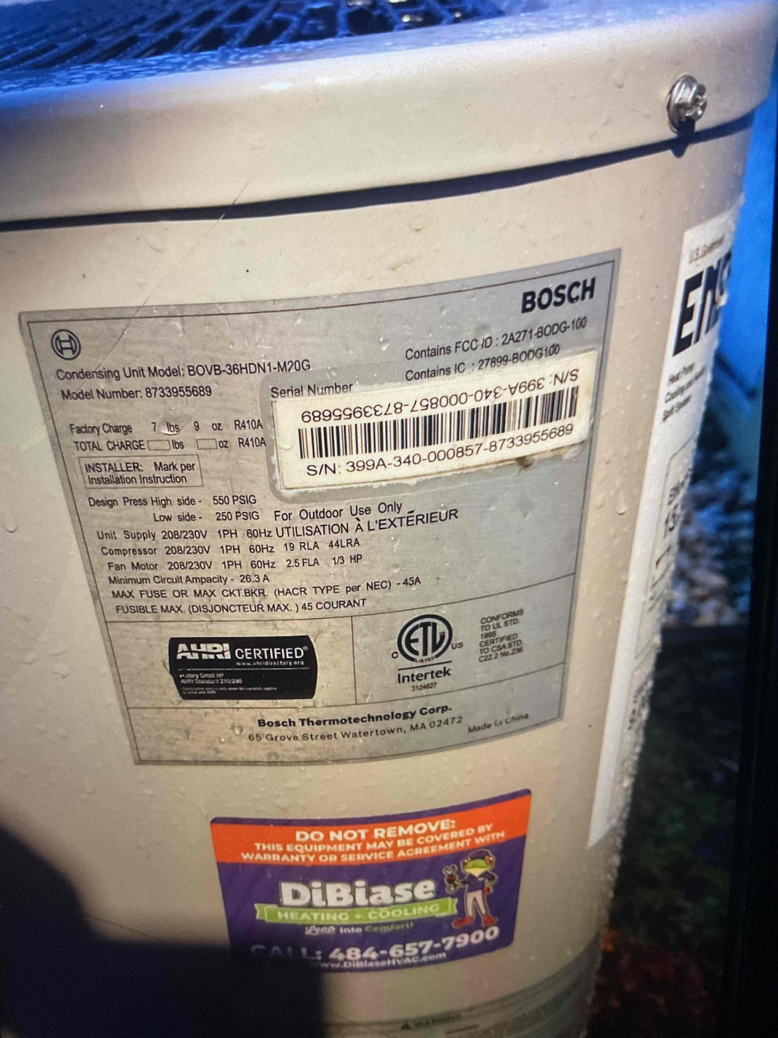 Luis 12-19-25 performed heat pump Bosh tune up Replaced 18x22x1 filter
Indoor and outdoor coils in good condition 
Inspected wiring, controls, settings; 
Electric heat amps 38: Good
Inspected drain and EZ trap. 
Measured temperature rise and static pressure. (70-96): Good

Verified refrigerant charge/diagnostics. 145/365 using outdoor inverter board check voltage and amps ok. 
