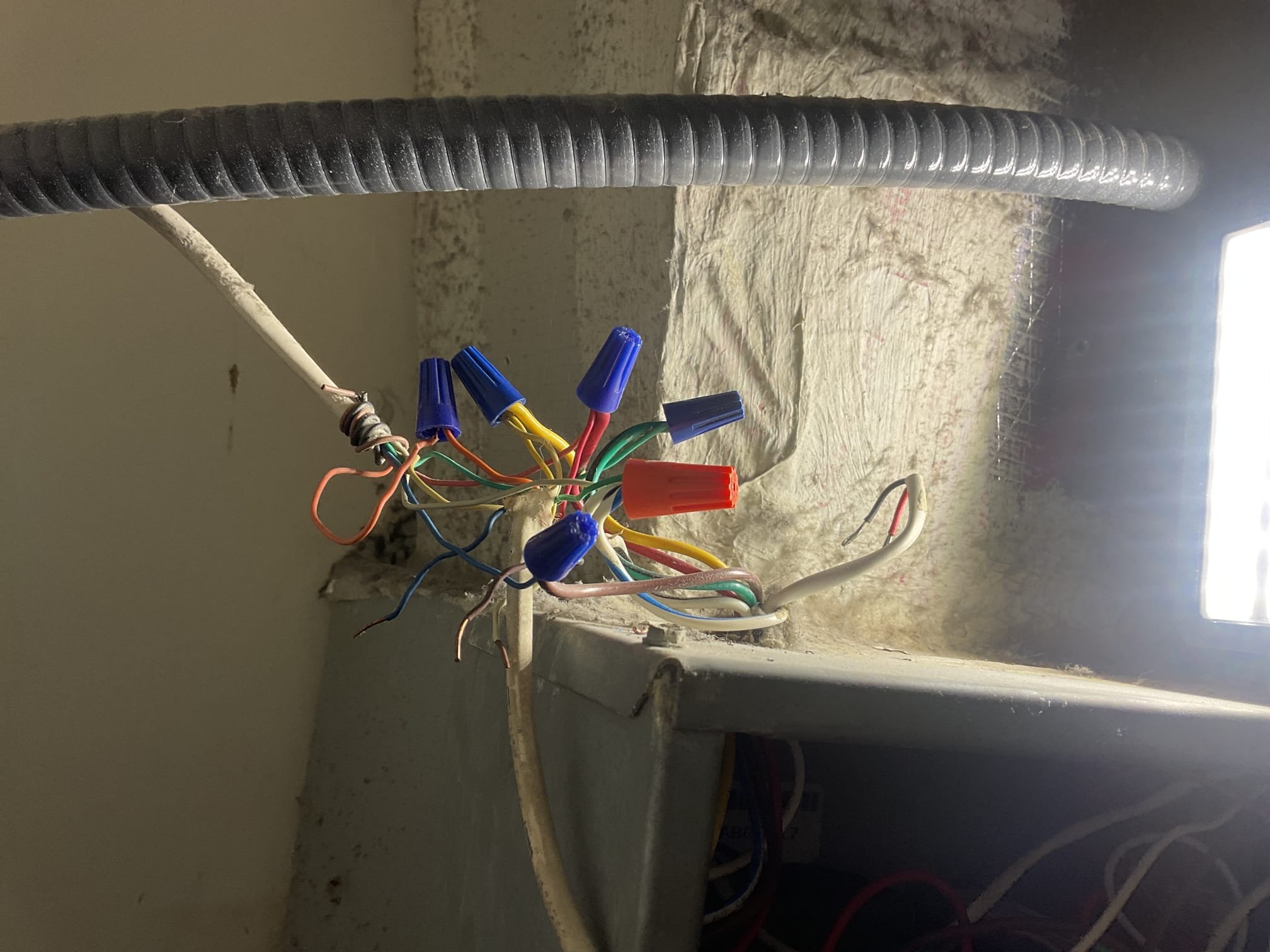 Found wiring shorted together causing blower to constantly run. From the install of the system by another company the low voltage wiring was very sloppy. Replaced 10 ft section of thermostat wiring between thermostat and air handler and also fixed and cleaned up terrible junction on the roof. Changed some colors of the wiring due to being shorted together tested operation. Heat pump is working properly at time of service. 