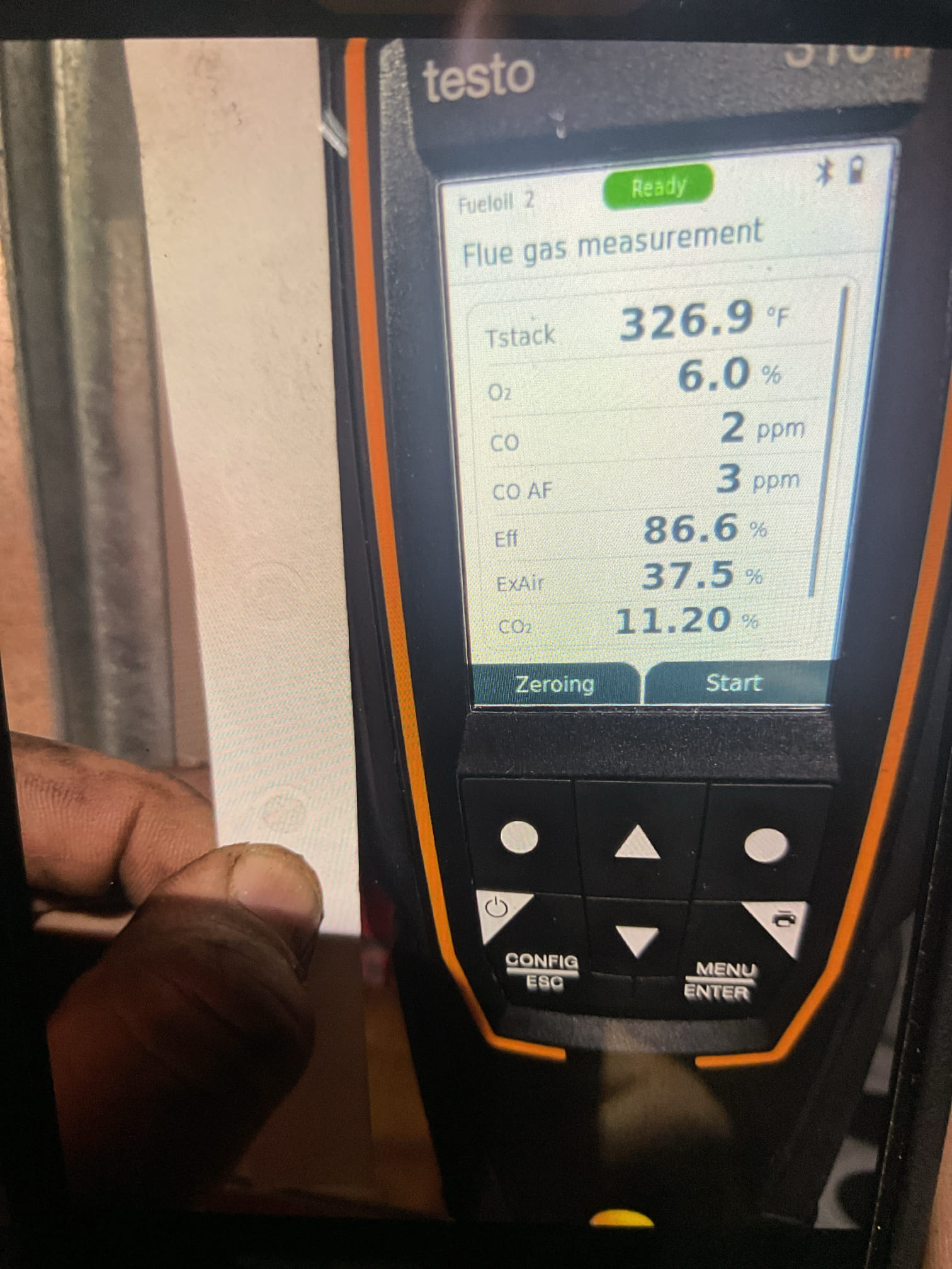 
The valve on oil tank is a fire omatic valve that is stuck OPEN. Tried multiple times to close valve.
Filter and strainer cannot be replaced until new valve is installed.
We will provide email estimate to pull tank into vacuum and install new valve.
Tank is 50 years old so you the other option is to replace the oil tank altogether with new valve. 

Completed remainder of tune up procedures.
Replaced 16x25x1 air filter 
Cleaned heat exchanger. Only minimal soot and some rust in heat exchanger.
Inspected all burner components. Cad cell eye is glazed over. Provided email estimate to replace. 
Nozzle is .50 80A or what is currently in there is Steinen. 50 80 HT.
Measured temperature rise

Combustion and draft tests pass.

Open return. For this applications there must be return ducts ducted to appliance from the living space. As it is, the return air will influence the draft and combustion of the furnace.

System operating ok but needs new oil tank or at very least new tank valve. 

