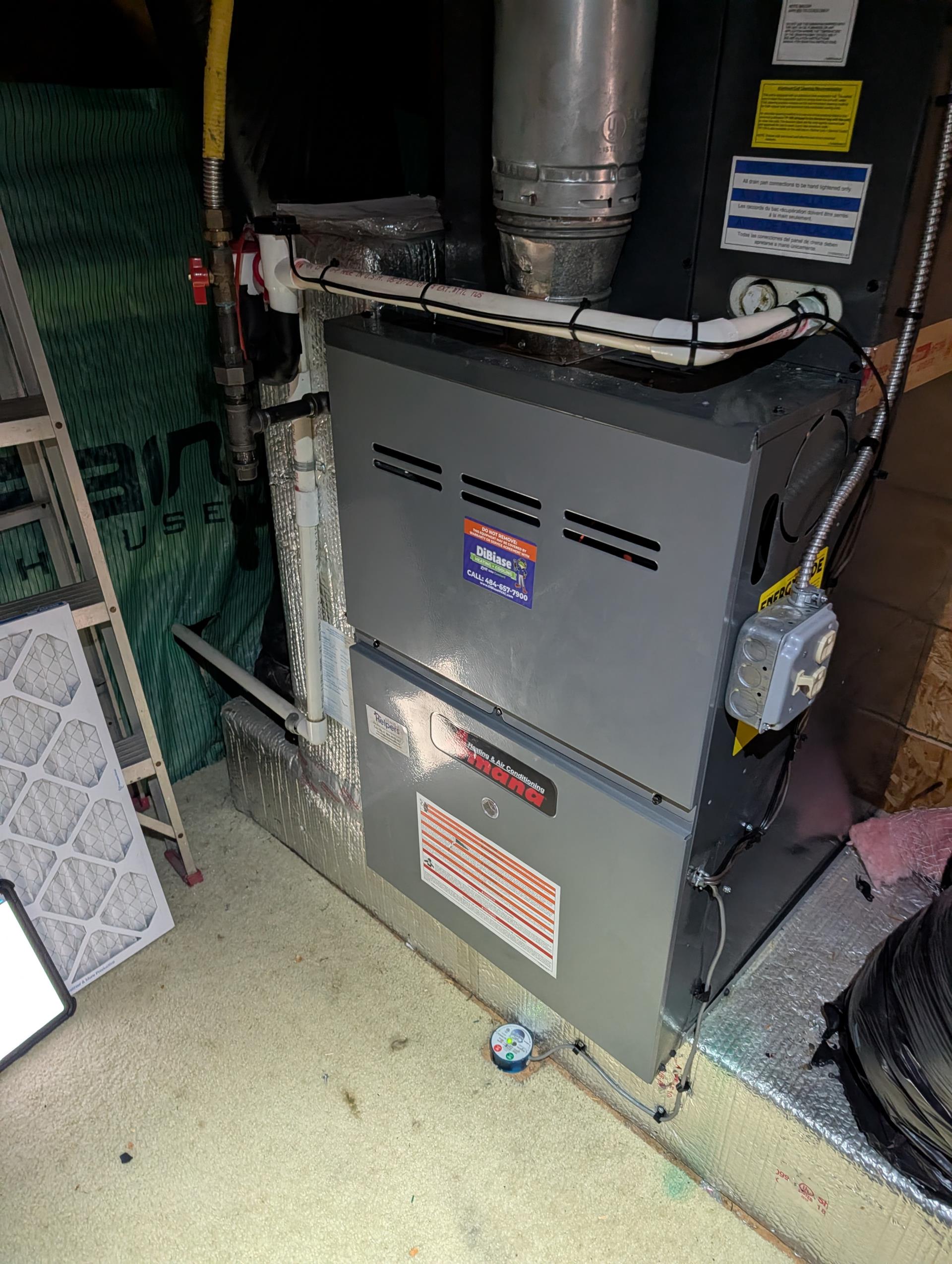 Intermittent issue with system shutting off.
Found error codes EE3. Open high limit.

She had replaced filter last night. Had a coating of fine dust on it I.E drywall dust. I took photos of the return trunk and there is no dust buildup in return on either side. 

Tested system by running furnace for 25 minutes.
Automatic heat staging set to 20 minutes meaning after 20 minutes if there is still a demand for heat, it will ramp up to stage gas heat.
I also extended blower off delay to 3 min in the interest of getting/keeping,  heat exchanger as cool as possible after 
I Placed a temp prob exactly where the high limit sits, the temperature got to 112.5° at the highest. Well within acceptable range.
Recommend replacing high limit under parts only warranty.
Combustion test: Pass. Flue gas temperature in BVent 240° Good. 

Collected half of balance today. 

We will collect the other half when work is complete.

She will be home next Monday and Friday. So schedule for Friday when we will have 