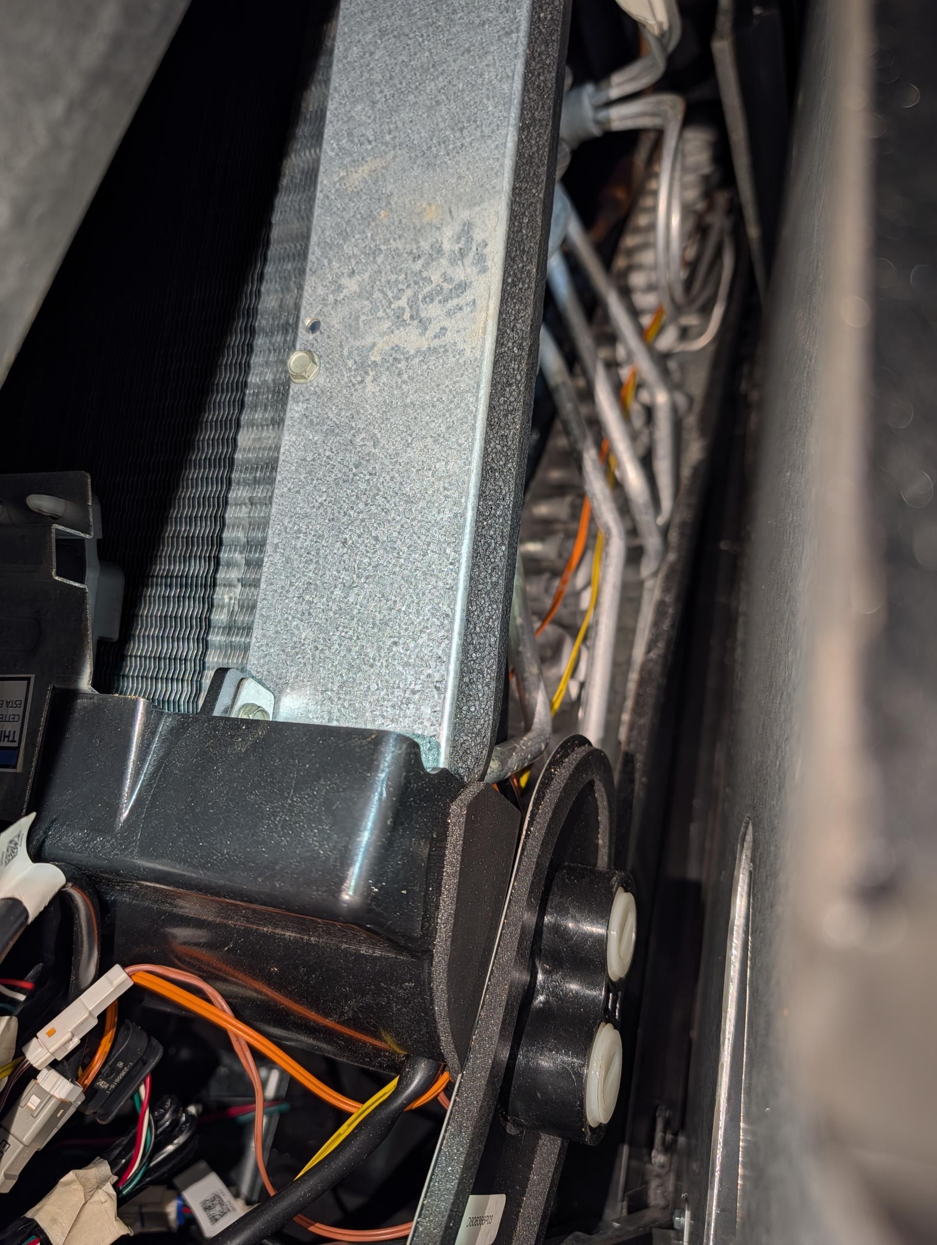 Found blown blower motor surge protector.
Replaced today.
The power monitor protected the outdoor unit circuit. 
After starting system got error codes for low suction pressure.
The earliest incident of low pressure error was on NOV 27.;
System is at 45 psi standing pressure on high side port. 0 psi on true suction. 
I pressurized system with nitrogen to 250 psi. There is a micro bubble (very small)  leak on a joint at liquid line near filter drier. 
Left disconnect OFF at outdoor unit. Please leave it off. 
We will schedule return for repair ASAP. 

System will run on emergency heat for now. 

I charged for surge protector only. 