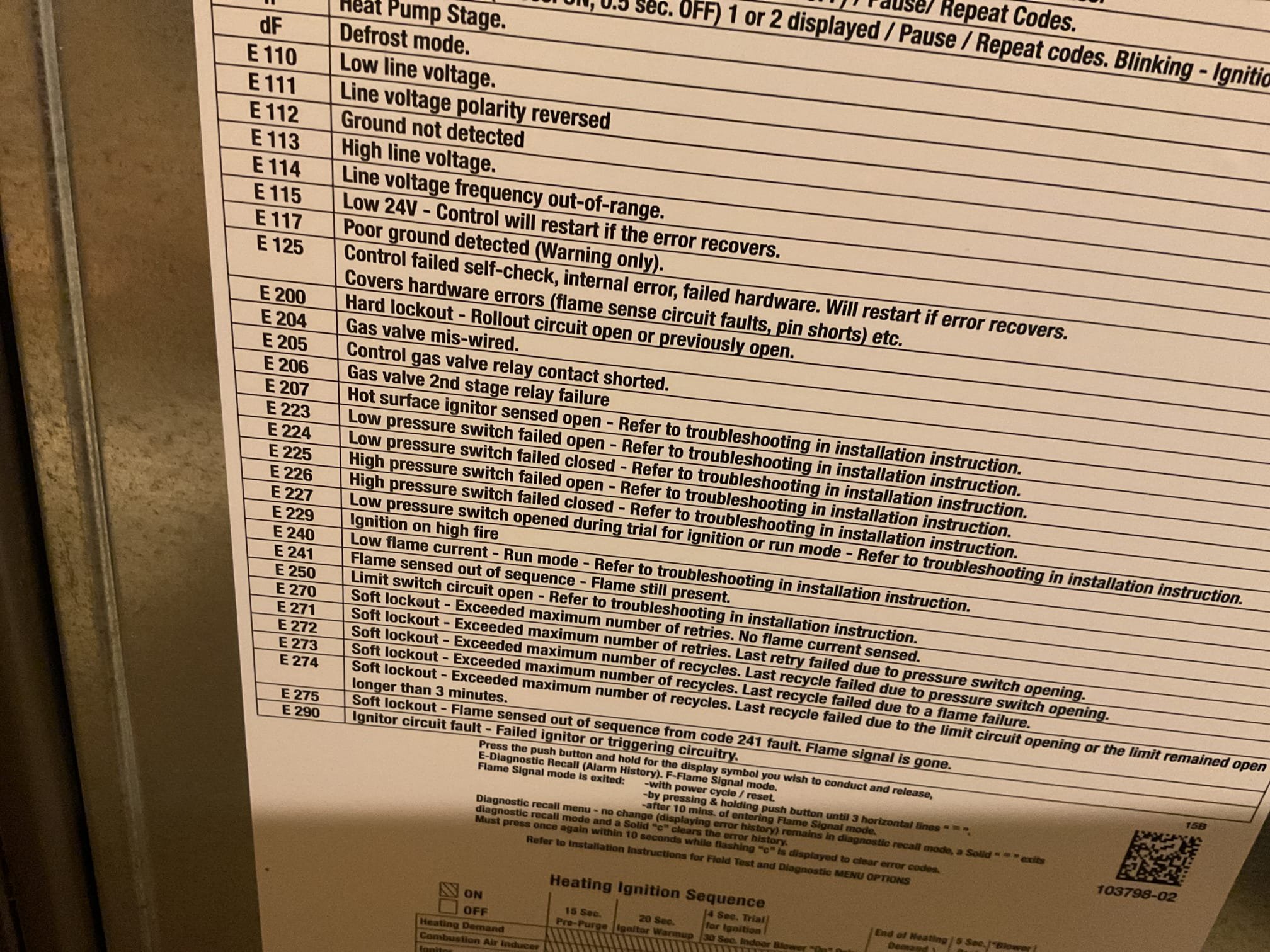 Fully assessed no heating situation. Arrived on site and furnace is operating correctly at this time. Homeowner told me the code he had seen was an e 227 whic is ( low pressure switch opening durning trial for ignition. Checked all drain tubing, checked pressure switch tubing. Possibly low pressures switch not always making do to issue with internal contacts. Provided estimate to replace pressure switches together. 