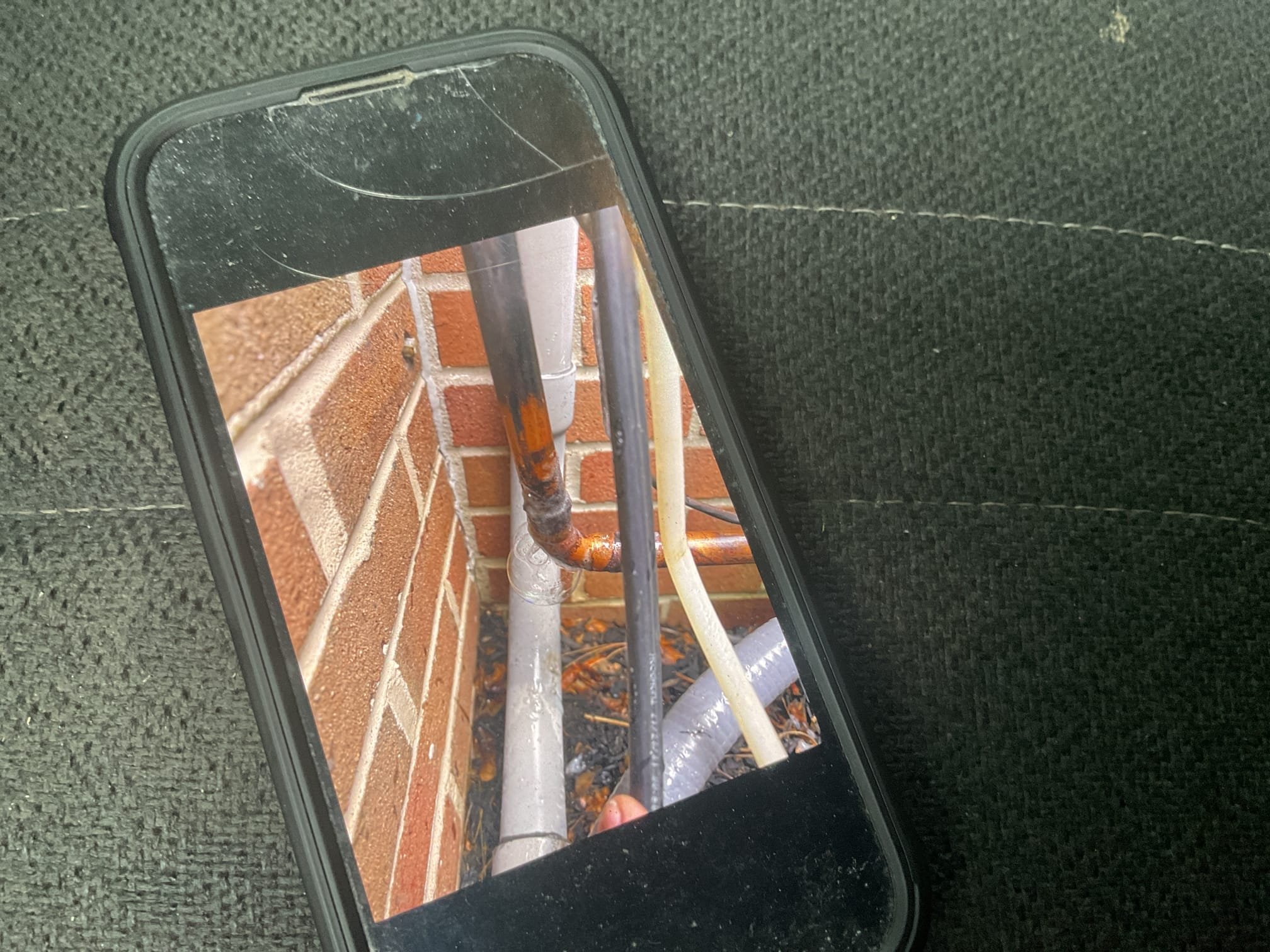 Found system has lost pressure from nitrogen was added from 250 psi to 148 psi. Checked all refrigerant joints in the system with 400 psi nitrogen. Found another leak at suction line 90 at outdoor unit. Re brazed and cleaned up all joints . Also insulated condensation pump. Replaced Exsisting bi flow filter dryer and vacuumed down system to 410 microns. Added in 8lbs 2ozs of r454b. Checked temperature rise it was 22 degrees. Checked refrigerant pressures they were 392/72. Heat pump is working properly at time of service. 