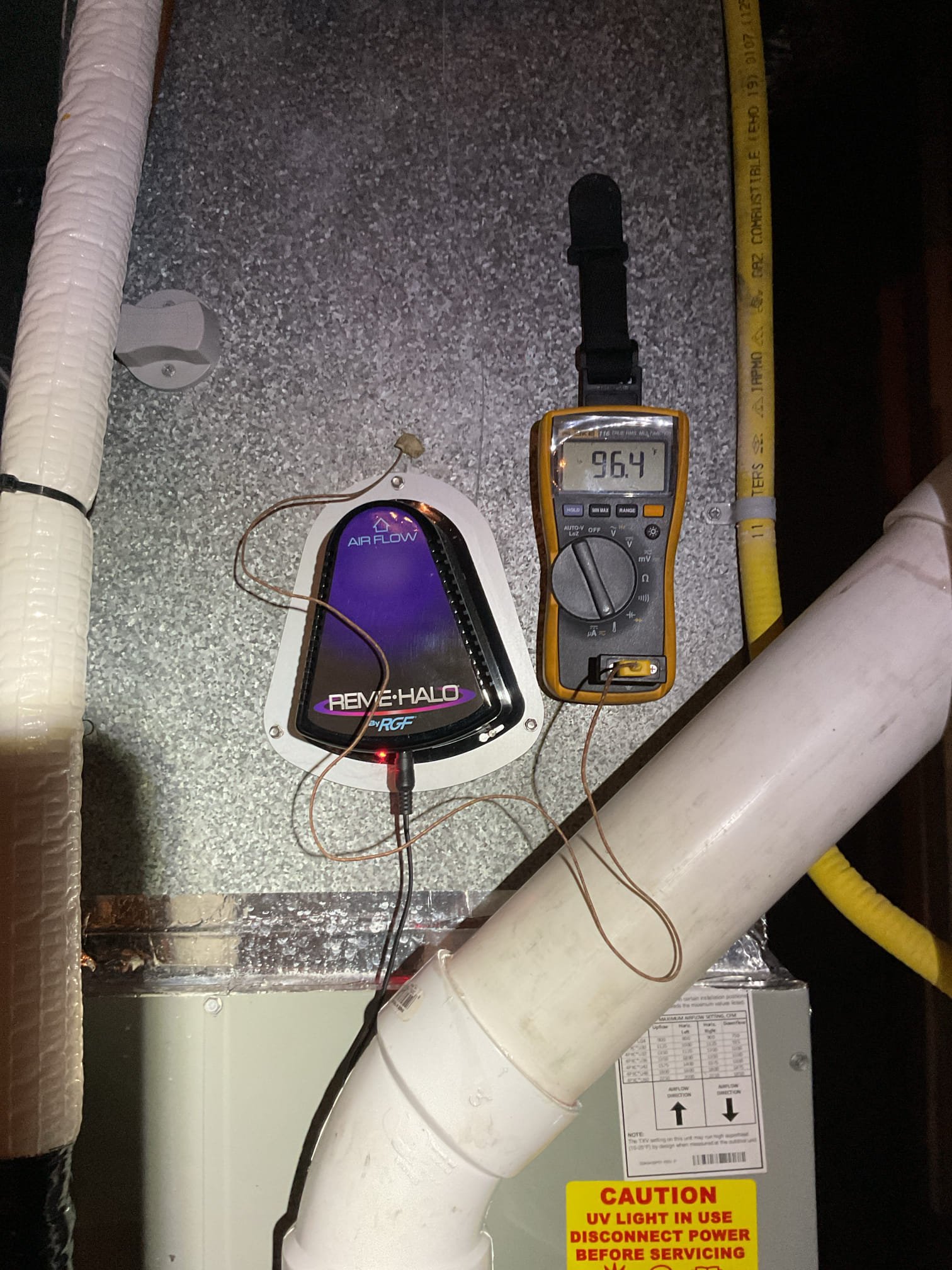 
Completed heat tune up for propane furnace.

Replaced 401 filter provided by homeowner 
Inspected heat exchanger, burners, flue pipe, inducer assembly and hoses
Inspected hot surface ignitor and verified resistance with meter
Cleaned flame sensor and verified flame rectification circuit
Measured temperature rise and static pressure
Checked wiring, controls, electric motors and components; there are no surge protectors; left estimate for a surge protector
Checked manifold gas pressure
Inspected drain and pump. Added treatment tabs to pump. Recommend wet switch/flood safety shut off. Will shut equipment down if water leak is detected on floor, 

Combustion, draft and smoke tests: Pass

Gas furnace is operating well at this time. 