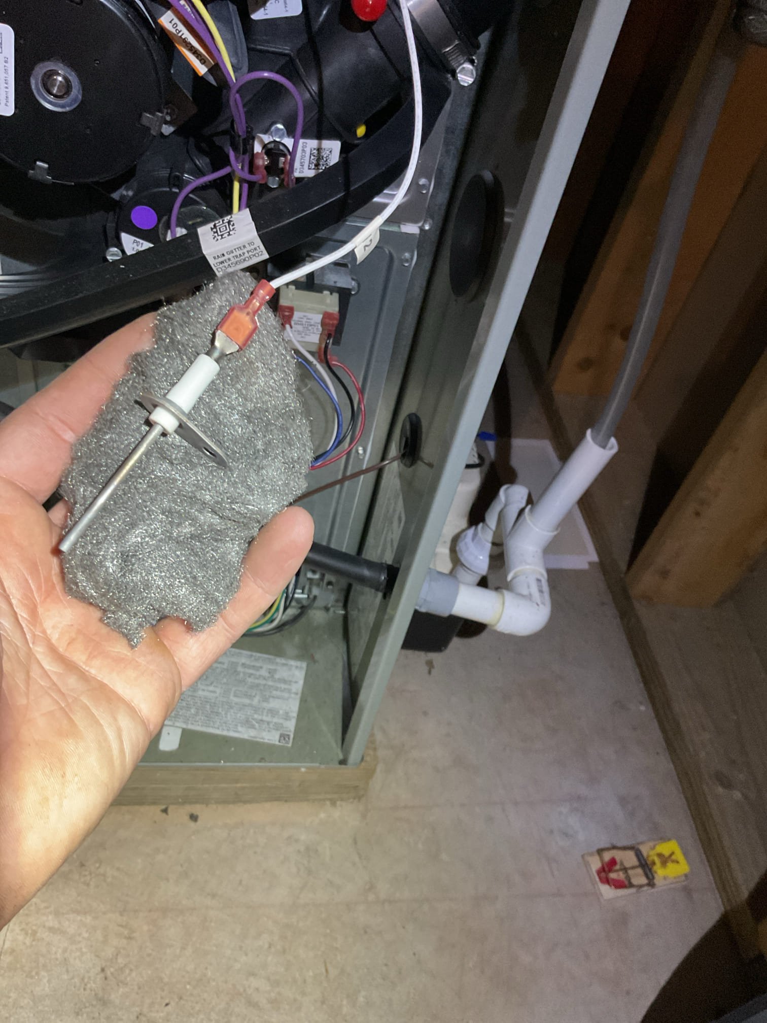 
Completed heat tune up for propane furnace.

Replaced 401 filter provided by homeowner 
Inspected heat exchanger, burners, flue pipe, inducer assembly and hoses
Inspected hot surface ignitor and verified resistance with meter
Cleaned flame sensor and verified flame rectification circuit
Measured temperature rise and static pressure
Checked wiring, controls, electric motors and components; there are no surge protectors; left estimate for a surge protector
Checked manifold gas pressure
Inspected drain and pump. Added treatment tabs to pump. Recommend wet switch/flood safety shut off. Will shut equipment down if water leak is detected on floor, 

Combustion, draft and smoke tests: Pass

Gas furnace is operating well at this time. 