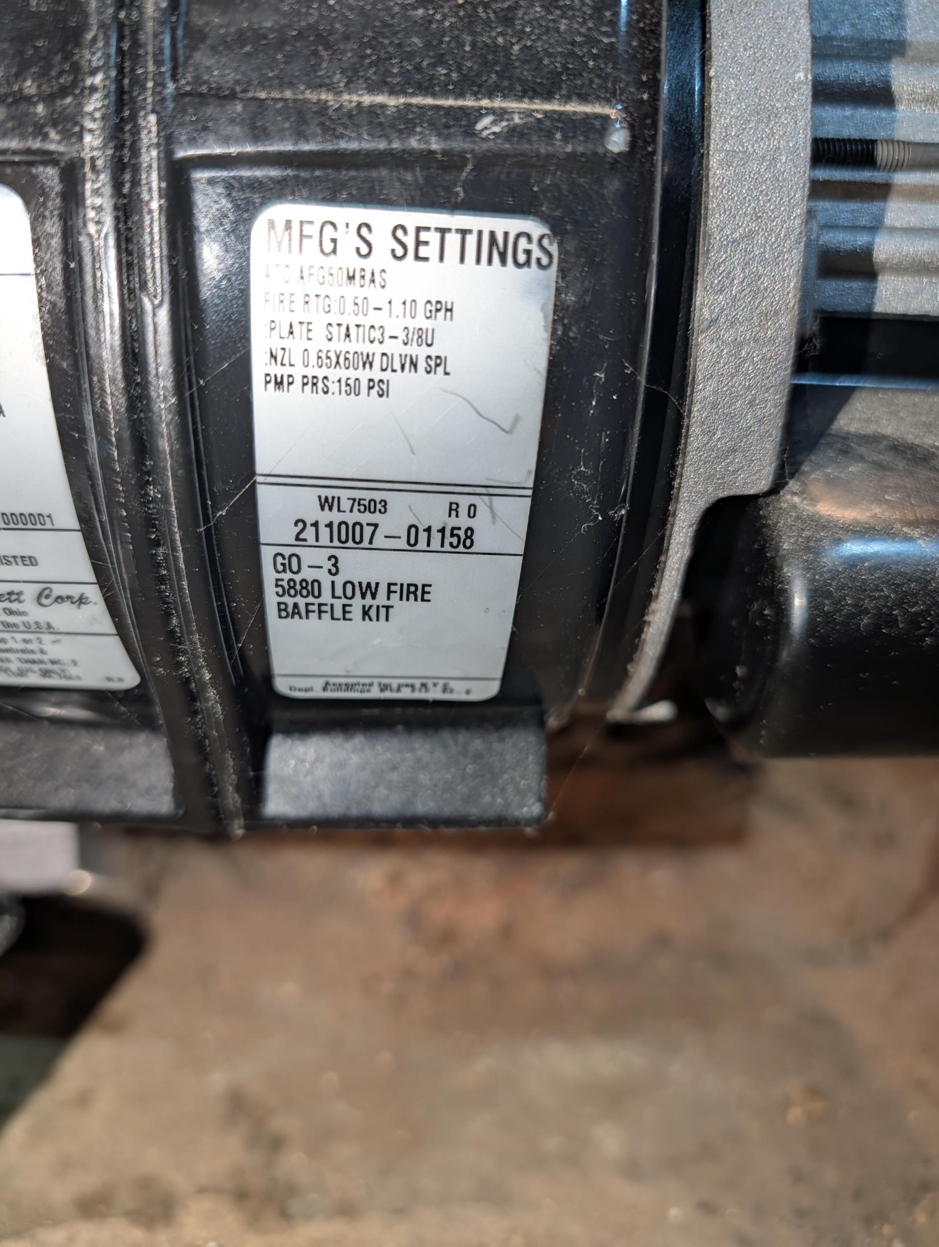 Completed Oil Boiler Tine up.

Inspected and cleaned heat exchanger. Very little soot/debris. Inspected flue pipe, clean. Chimney does NOT have a liner. Recommend having a chimney contractor install a liner.
Replaced RF1 oil filter, strainer is clean, replaced .60 60W nozzle.
Inspected all components of burner: electrodes in good condition in proper alignment, cleaned retention head, cad cell eye and transformer Good.
Verified pump pressure.
Bled oil line and observed boiler operation. Checked hydronic components: expansion tank, circulator, super vent air elimination.

Smoke, draft and combination tests: Pass

Oil boiler operating well at this time.

Completed tune up for 50 galllon tank electric water heater.
Flushed tank until water was clear. Very little debris at bottom of tank. Removed element cover and inspected wiring connections.
Water heater operating well at this time. 

Oil tank getting low 1/4…Let her know.

Paid for invoice today. 