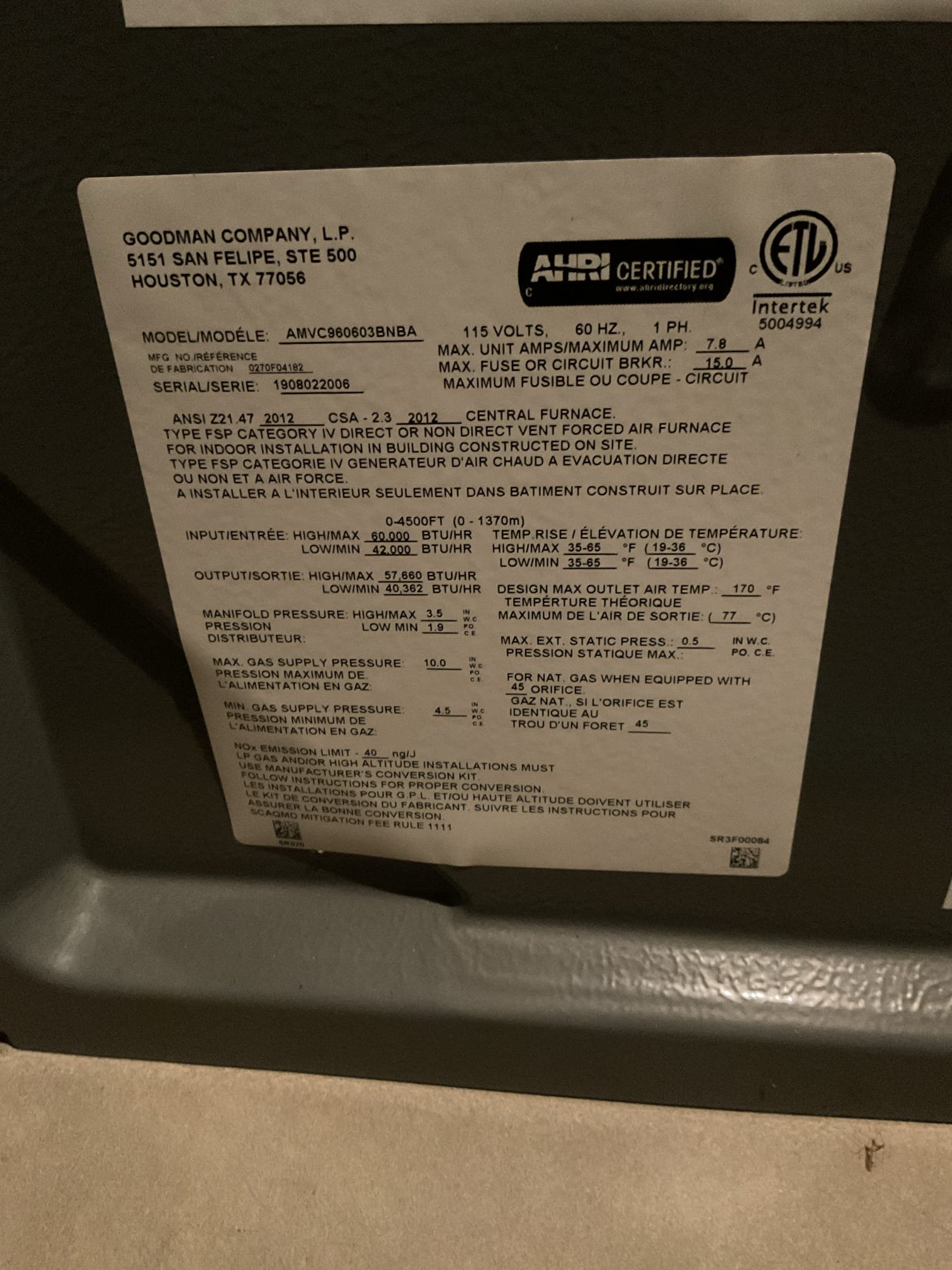I arrived to the customers home to service their 6 yr old gas furnace system. 
I started with checking the air filter and replaced , the filter size is 16x20x1. I checked all my electrical connections and voltages. I inspected and tested the  burners , flame sensor and the igniter. I water tested all tubing and hoses. I inspected the exhaust and fresh air pipe for restrictions and bellies. I inspected the inducer and the blower motor operation. I checked and tested for combustion and took temp rise splits at the return and the supply. Everything is running fine at this time of service. 